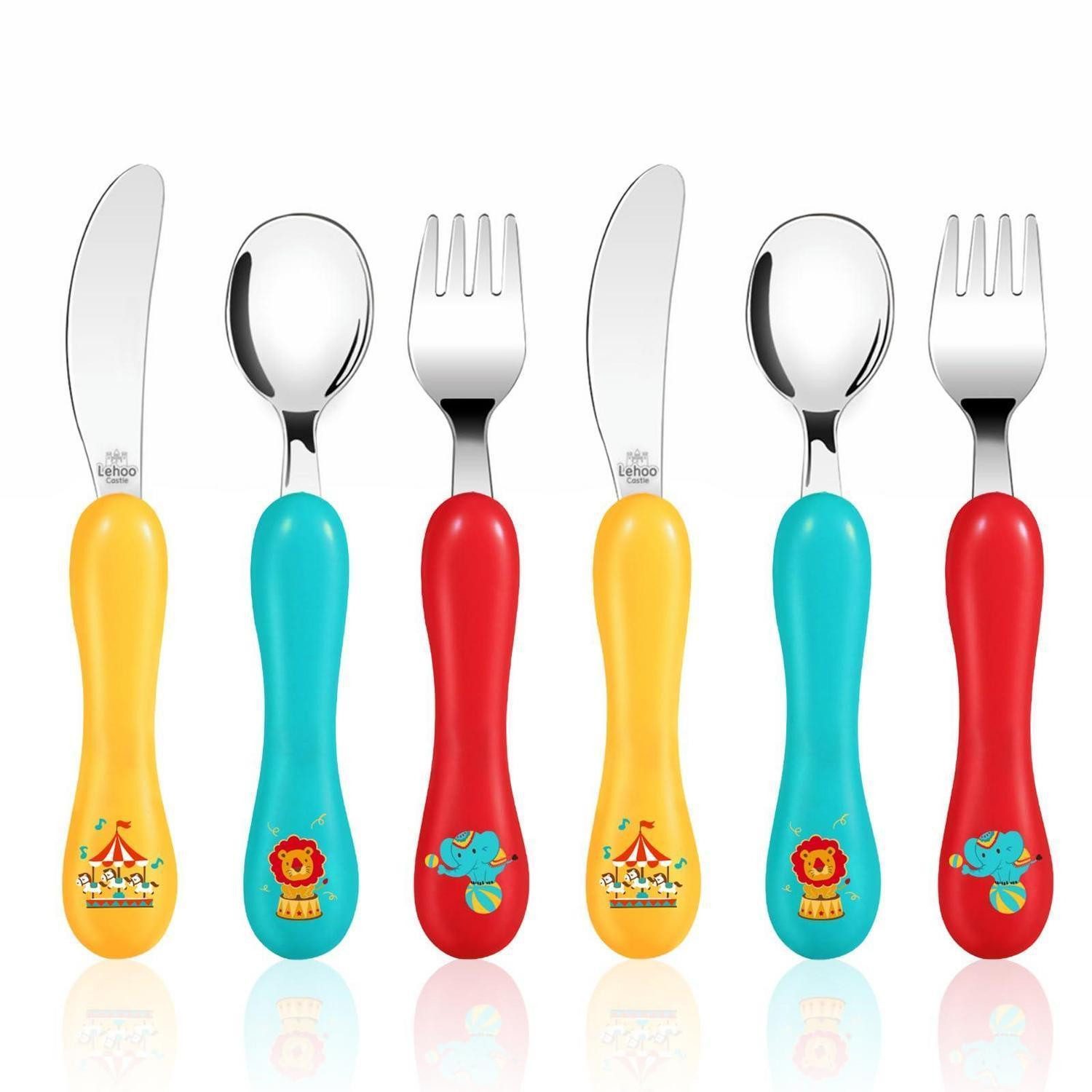 LuxusKollektion Kinderbesteck Kinderbesteck 6teilig Edelstahl Löffel Gabel Messer Zirkus