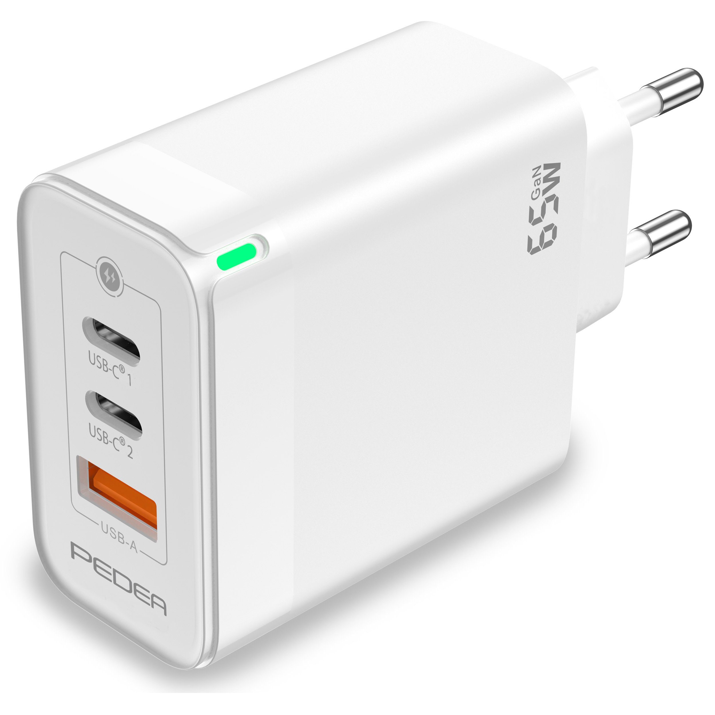 PEDEA Reiselader Schnellladegerät Smartphone-Ladegerät (max. 65 Watt, Triple-Port, Fast Charger, Schnelladegerät)