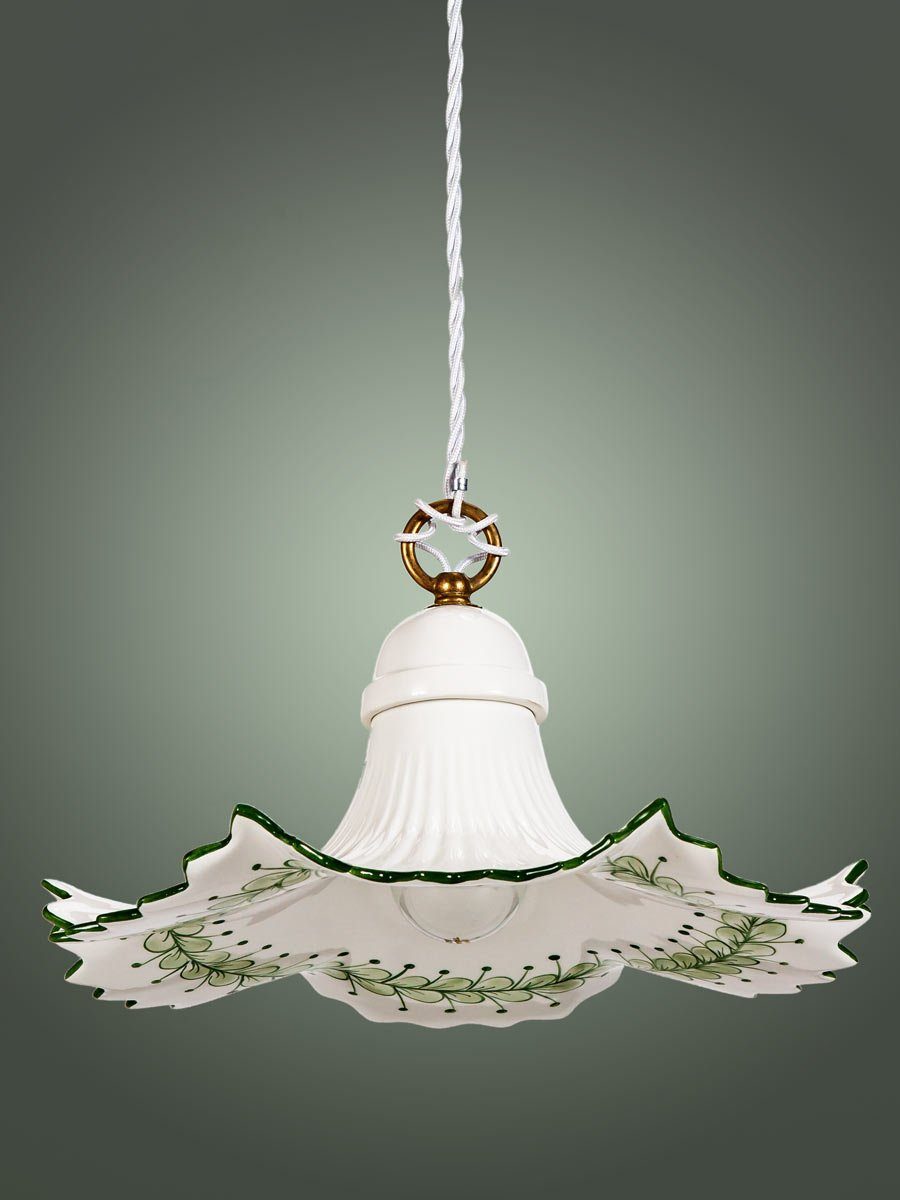 Deckenlampe, Helios weiß Pendelleuchte Hängelampe, Leuchten Küchenlampe Keramik, grün Leuchtmittel Keramiklampe, ohne