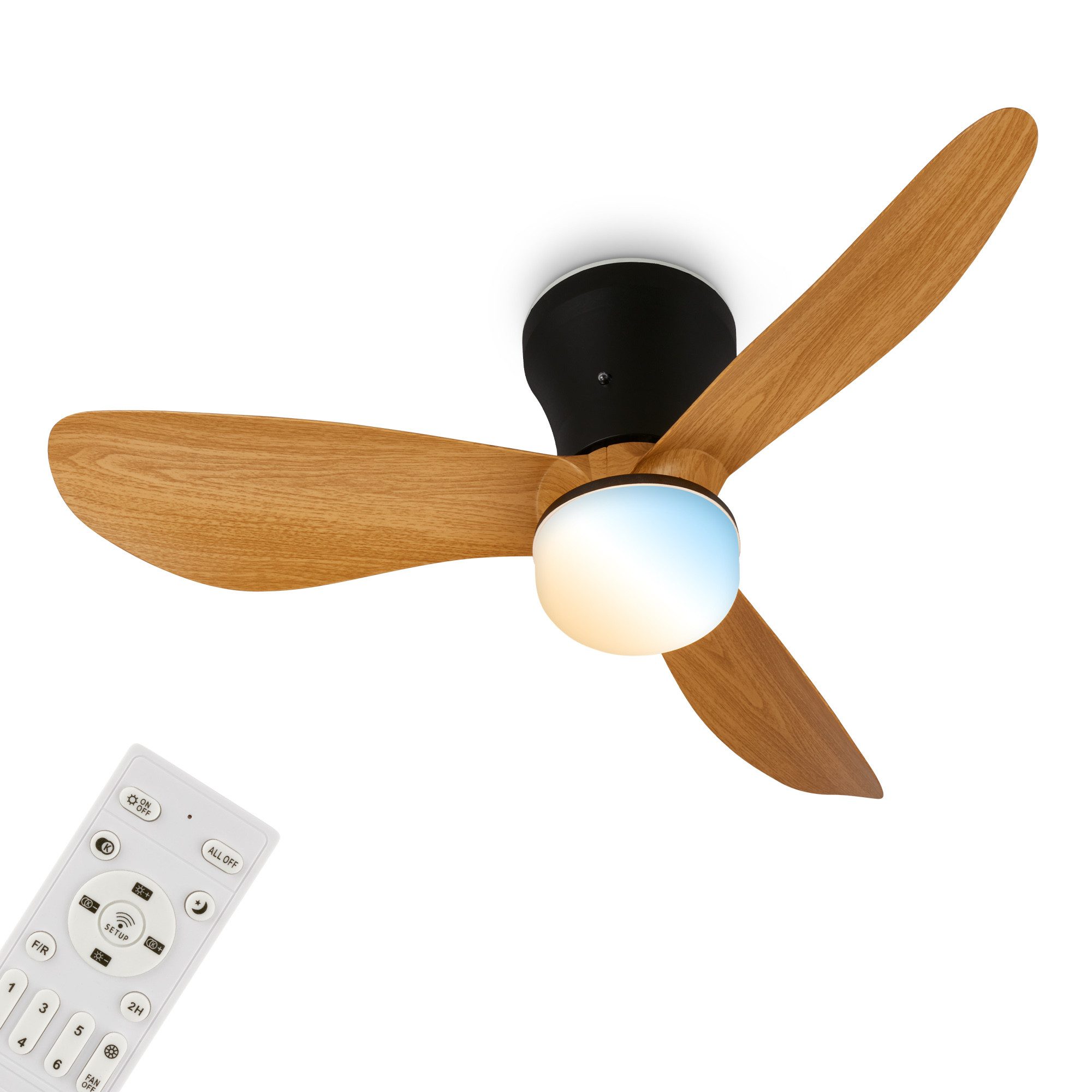 Briloner Leuchten LED Deckenleuchte LUFITO Deckenventilator, Ventilatorfunktion, dimmbar über Fernbedienung, LED fest integriert, warmweiß - kaltweiß, Schlafzimmer, Wohnzimmer, Esszimmer, Flur, Küche
