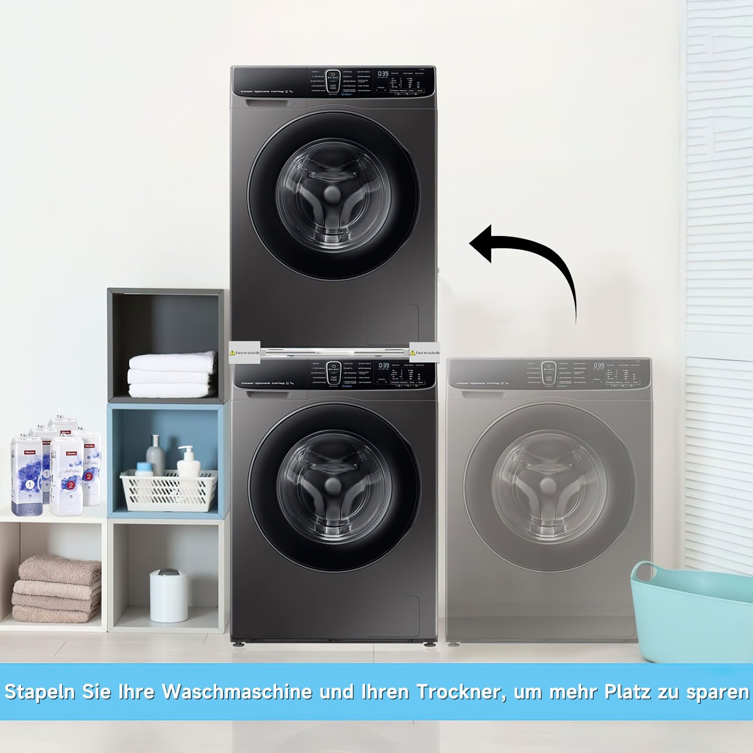 Universal Stapelset Für Waschmaschine & Trockner - Verstellbar 18-28 Zoll Mit Trockengestell
