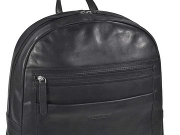 Greenburry Tagesrucksack Pure Black, Rucksack, Leder, Business mit Notebookfach, für Damen und Herren