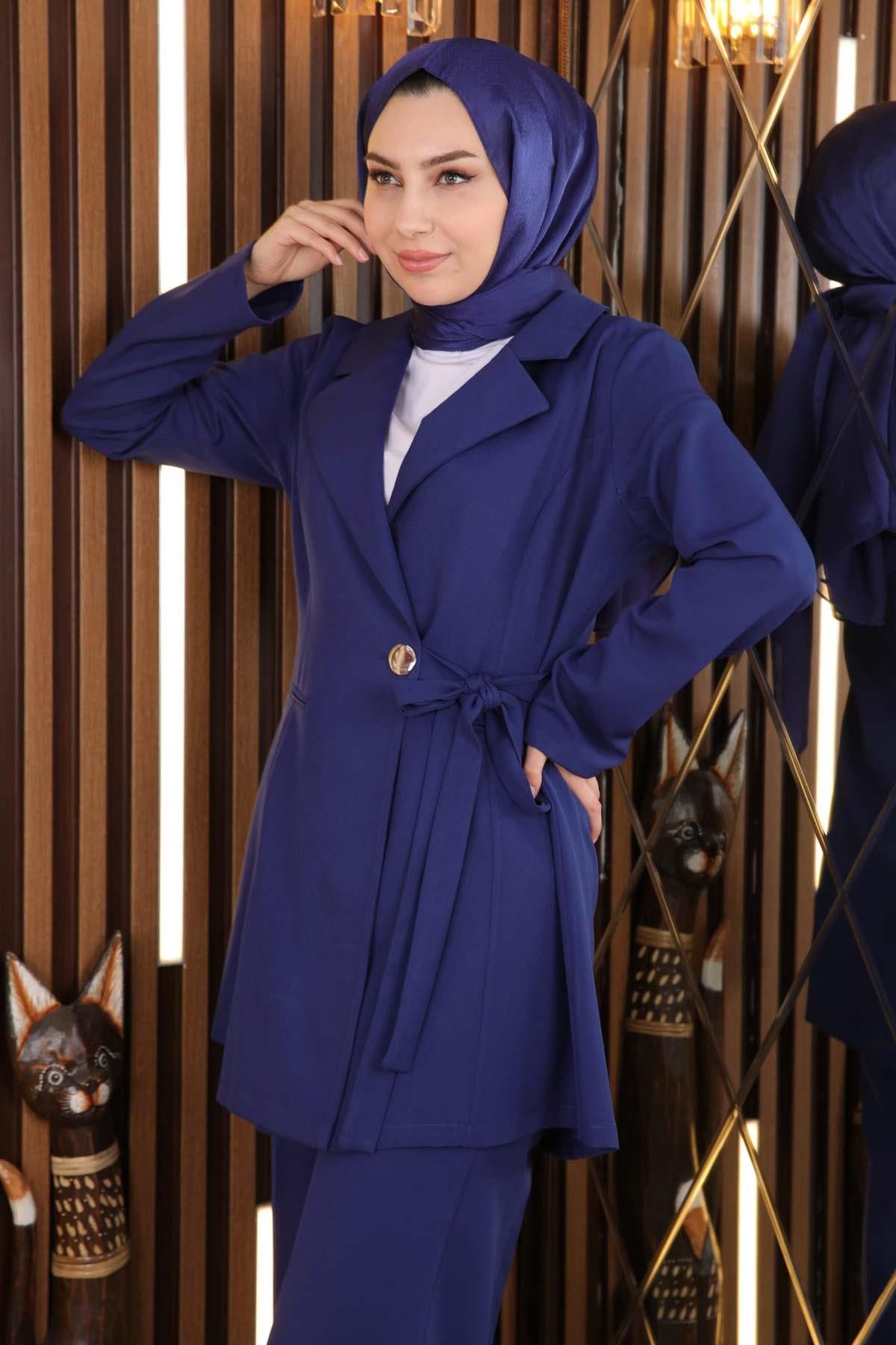 MODAMİHRAM Tunika Indigo Gürtel Set MSW19106-2
