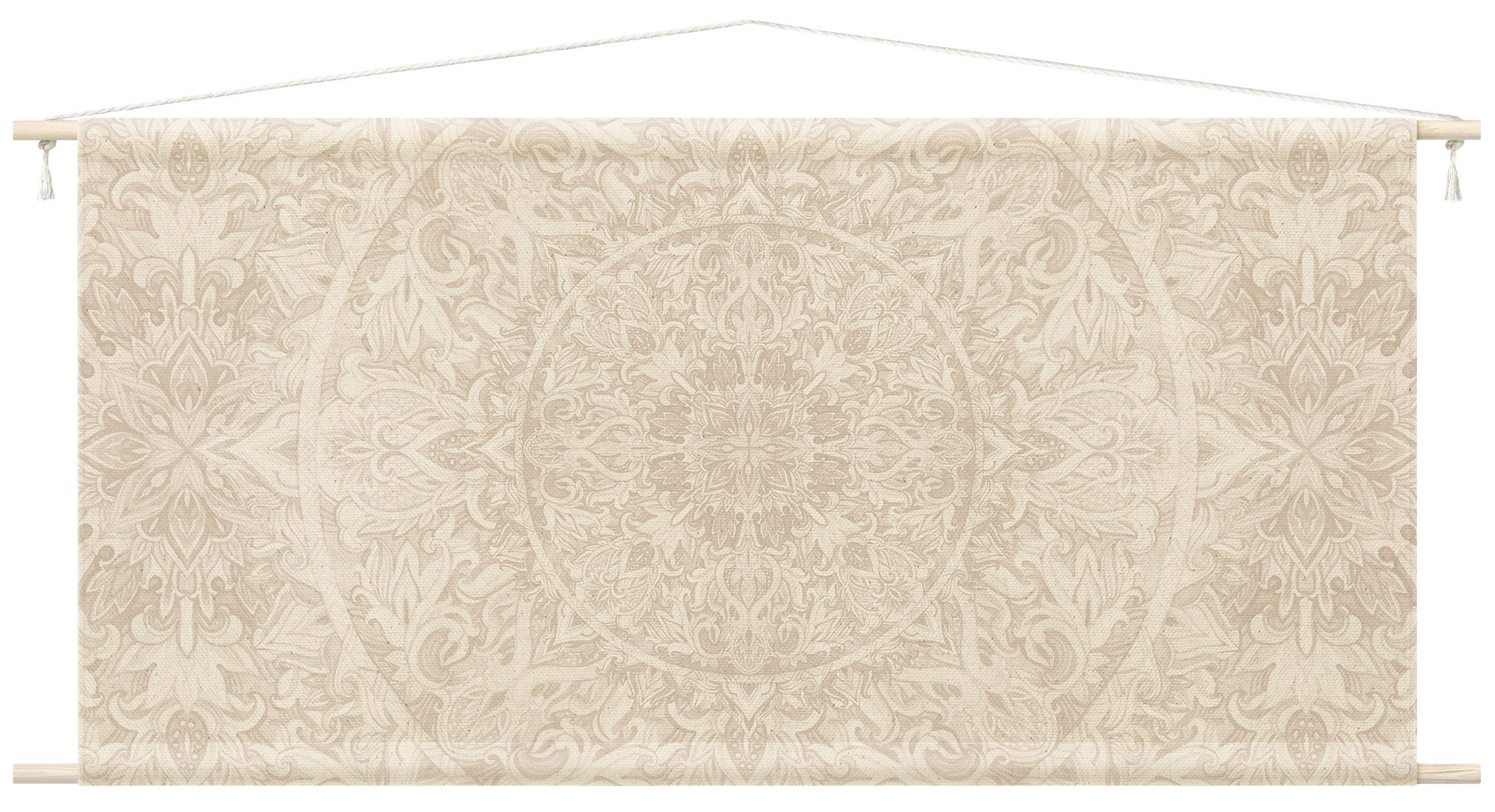 Bilderdepot24 Wandteppich modern Mandala Aquarell Muster Ornamente Spirituell beige, rechteckig, Höhe: 2.6 mm, großes Wandbild aus Natur-Baumwolle Wandbehang Stoffbild Tuch Wollseil