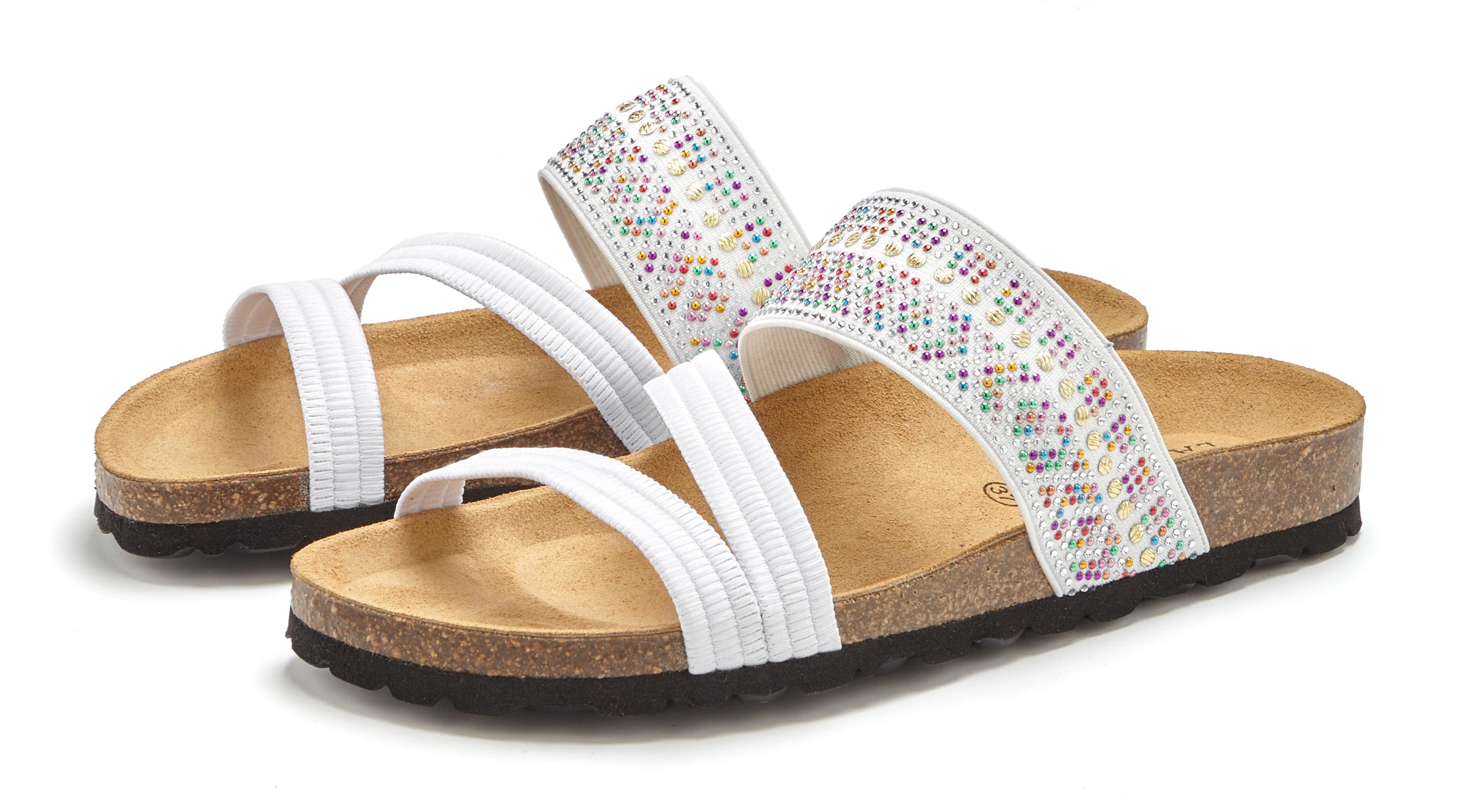LASCANA Mule, Sandale, offener Schuh, Sommerschuh, Pantolette mit Komfortkorkfußbett aus Leder und elastischen Riemen