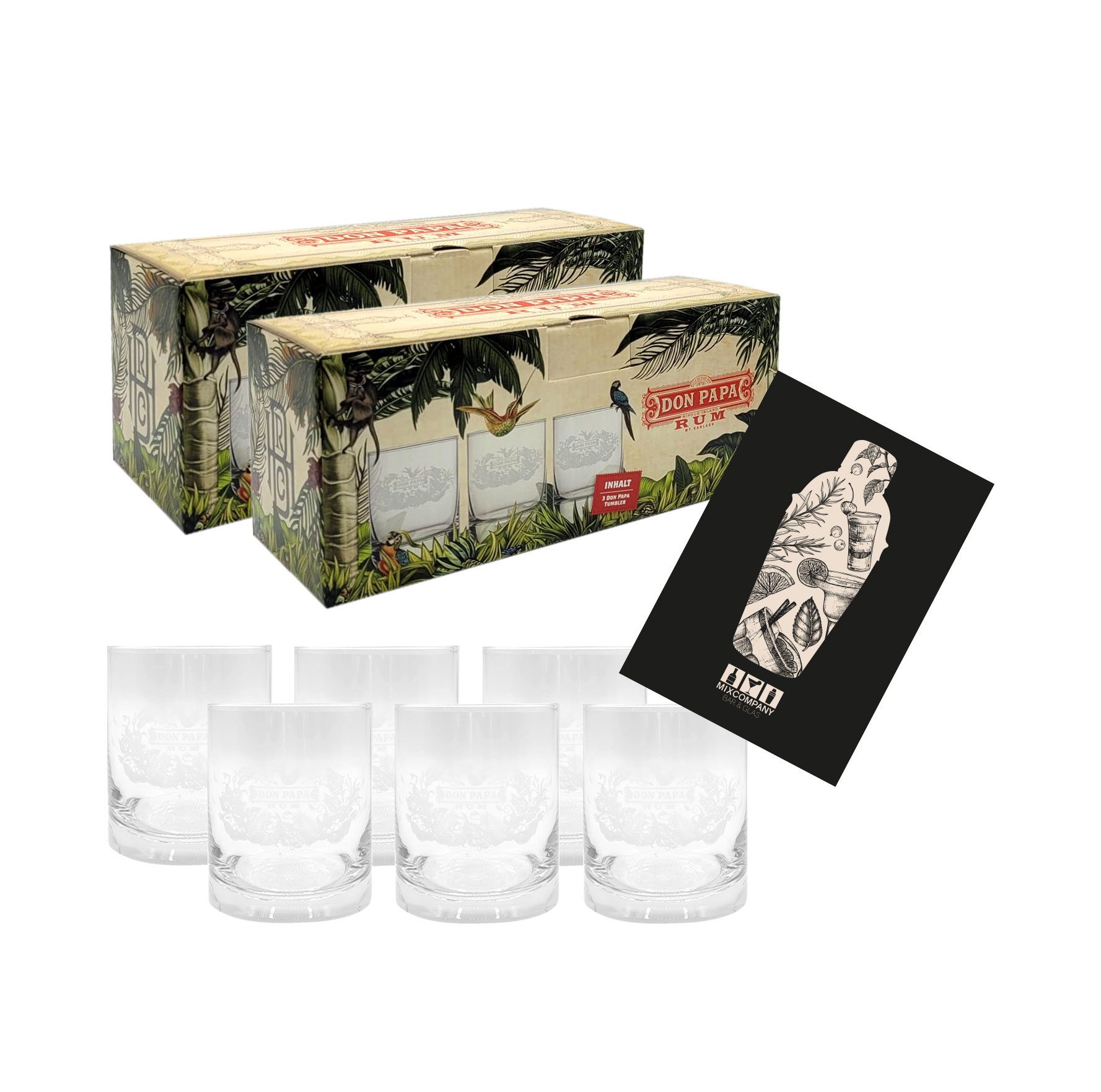 Gläser-Set Don Papa Rum Tumbler Glas Gläser Set - 6x Tumbler
