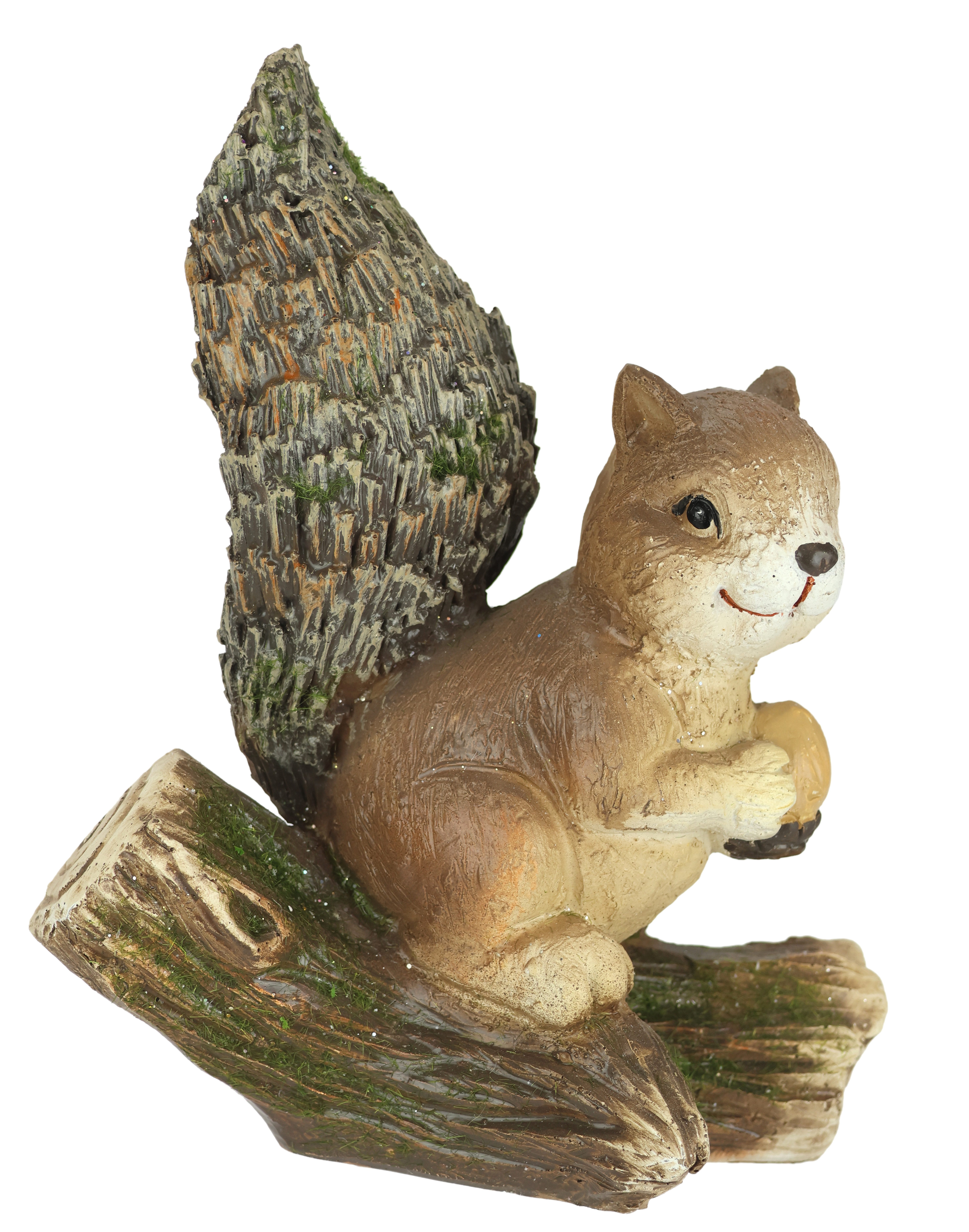 I.GE.A. Dekofigur Eichhörnchen auf Baumstamm (1 St), Tierfigur Gartendeko Herbstdeko Winterdeko Statue Tierfigur Skulptur