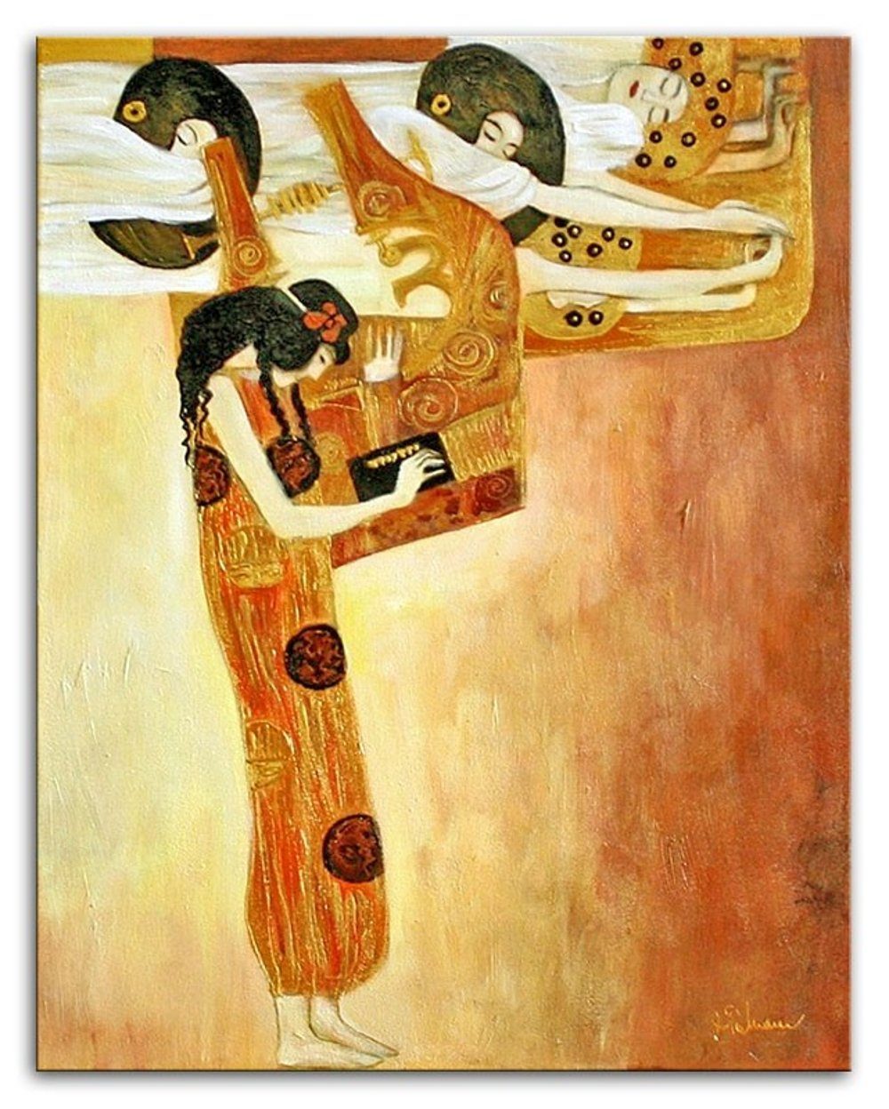JVmoebel Gemälde Gustav Klimt »G04823«, jedes Bild ein Unikat, handgearbeitet
