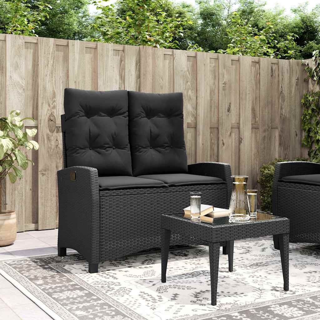 vidaXL Gartenbank Gartenbank Verstellbar mit Kissen Schwarz Poly Rattan (1-St)