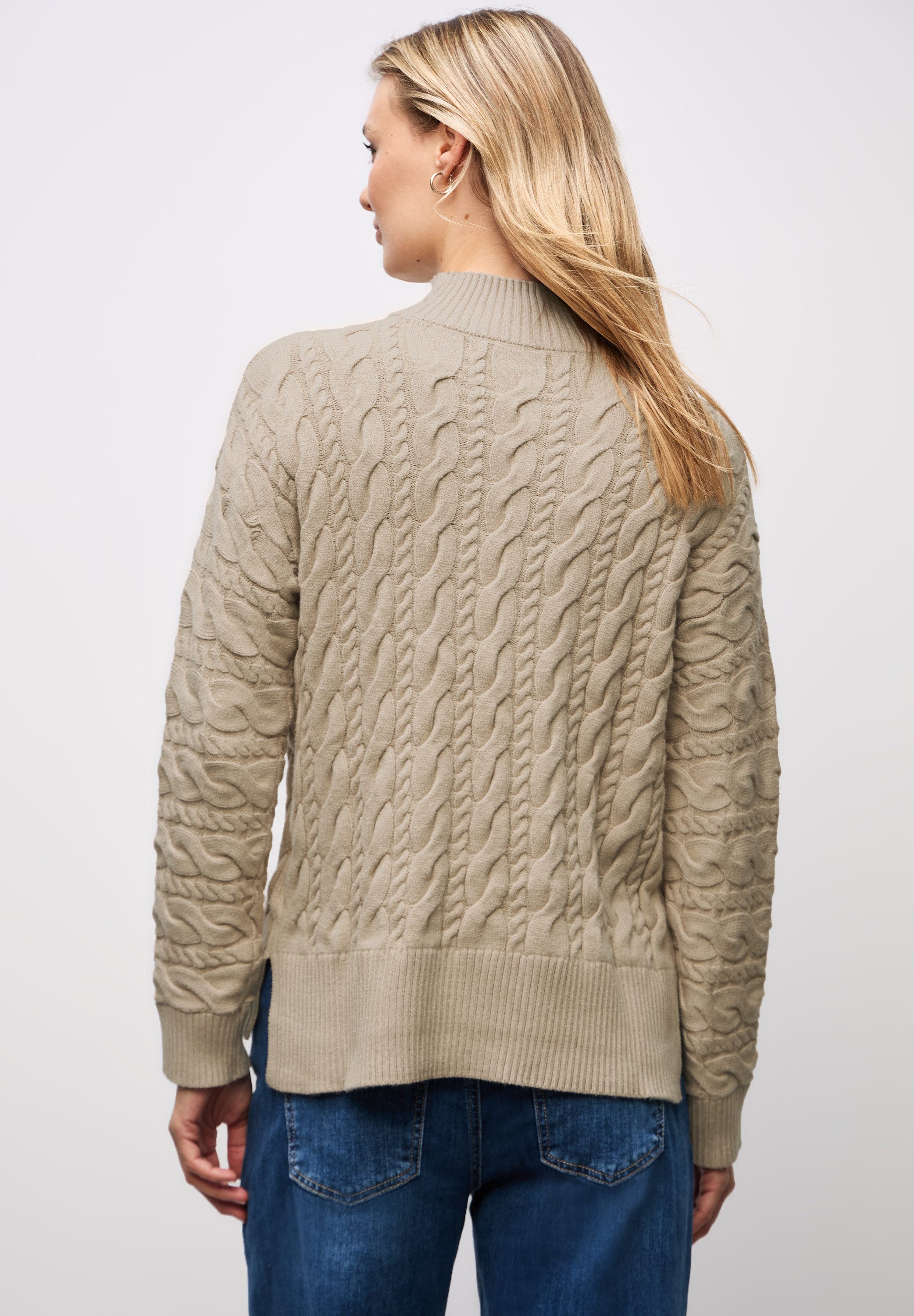 STREET ONE Rollkragenpullover mit Zopfmuster günstig online kaufen