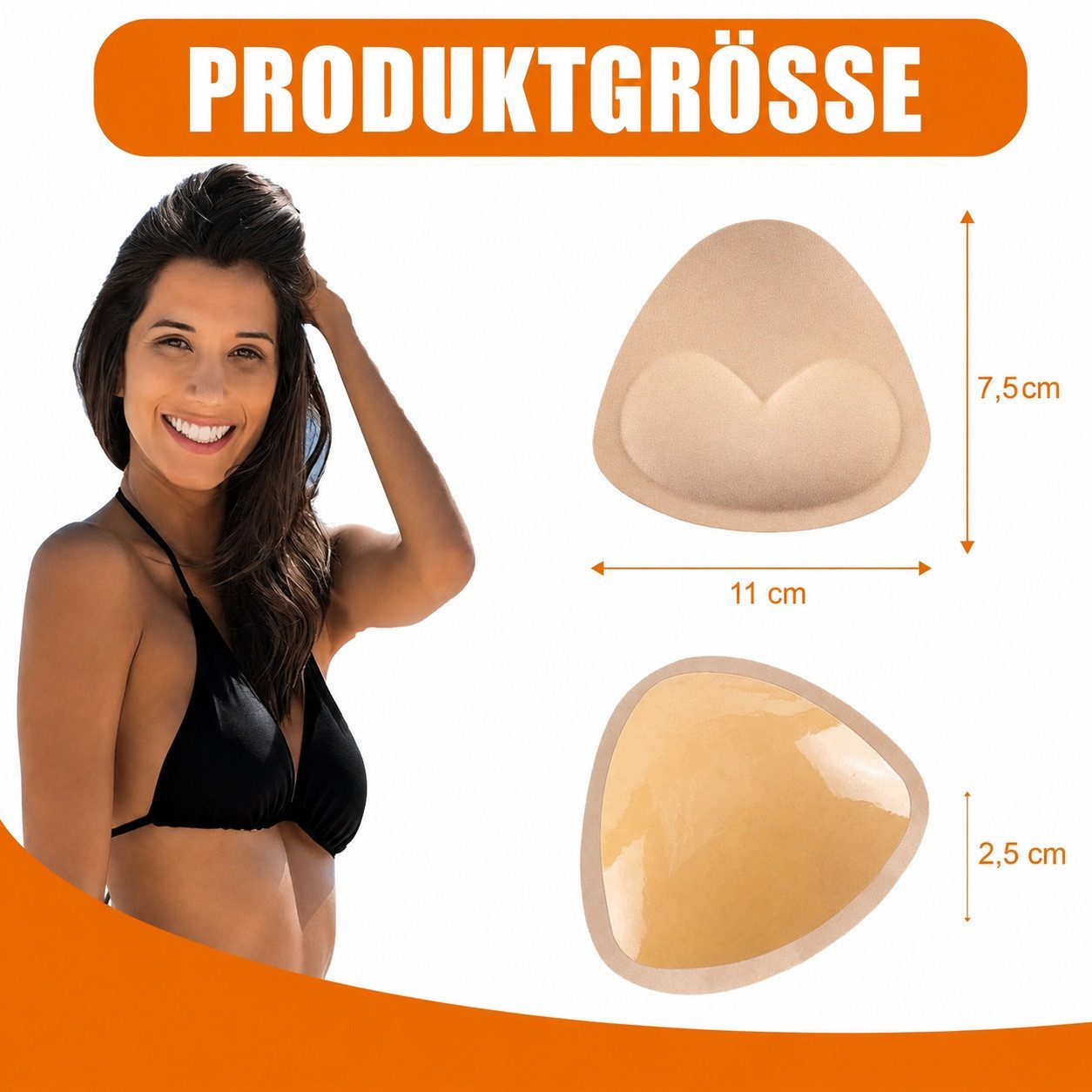 MOPUEA BH-Einlagen BH-Einlagen Selbstklebendes unsichtbares BH Aufkleber Pad Klebe-BH (für Badeanzug und Bikini, Kleider und Alltag, 1 Paar), Abnehmbare Push Up – Bild 3 von 5