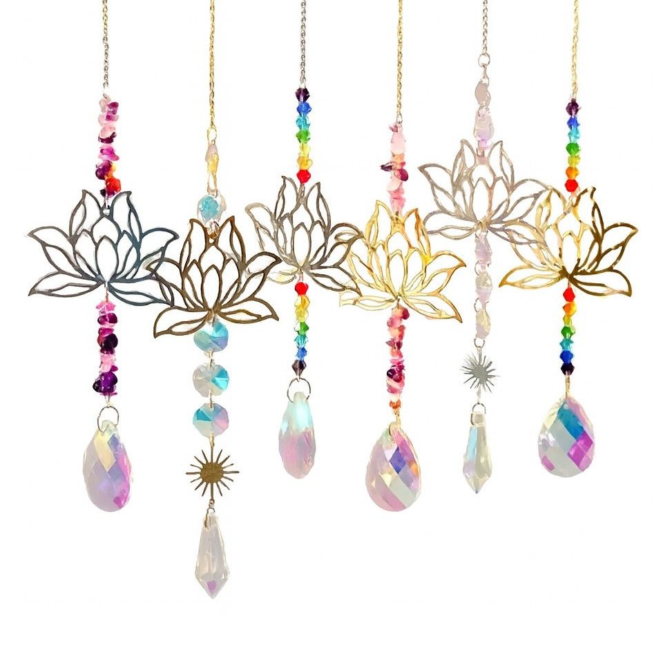 Venicce Love Dekoobjekt Lichtfänger Sonnenfänger Set Lotusblumen - Chakra Kristalle 6 Stück (6 St)