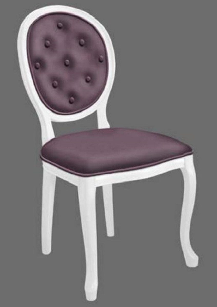 Casa Padrino Esszimmerstuhl Barock Esszimmerstuhl Lila / Weiß - Handgefertigter Antik Stil Stuhl - Esszimmer Möbel im Barockstil