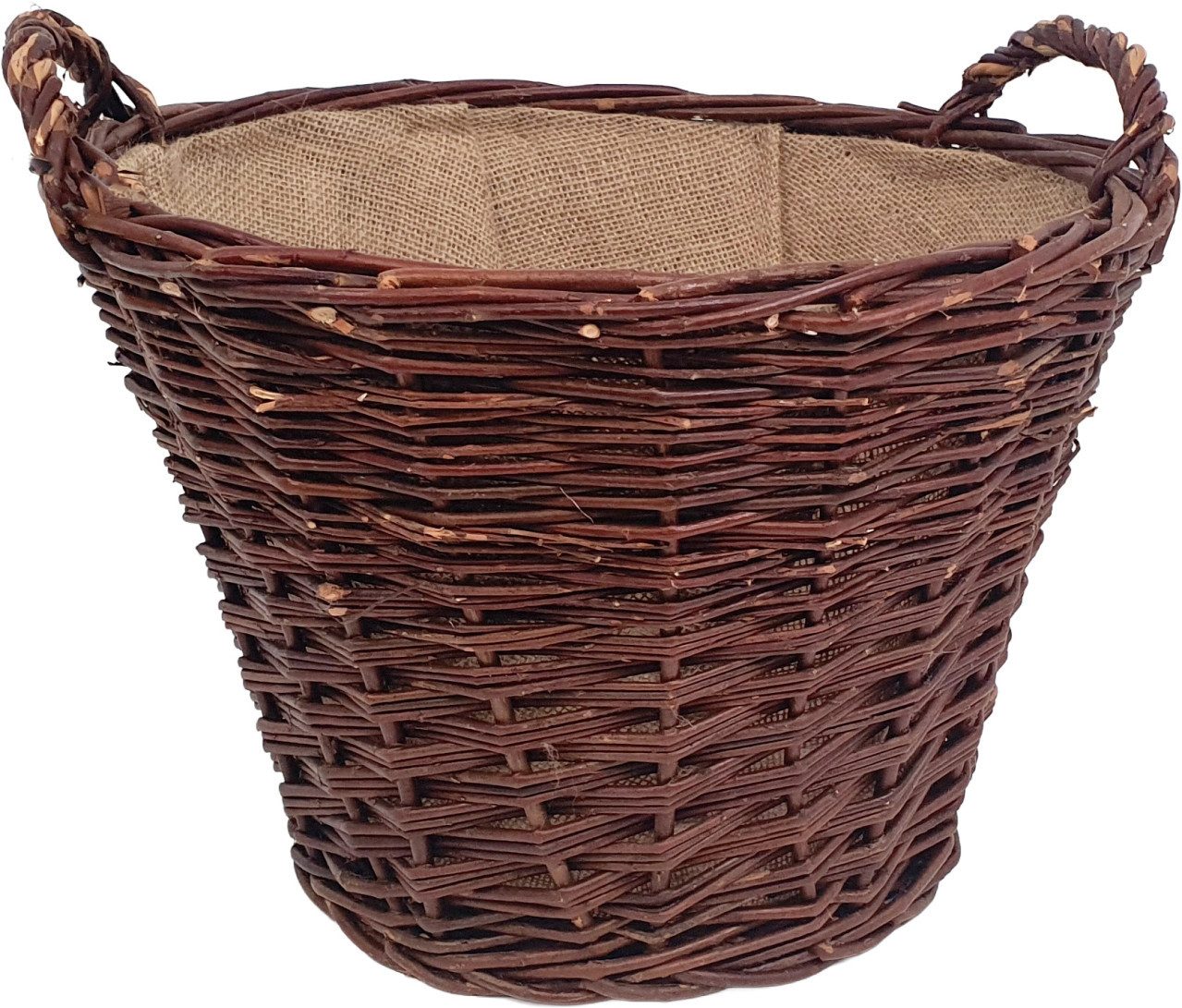 Figurendiscounter Kaminholzkorb Aufbewahrungskorb Kiepe braun mit Jute klein