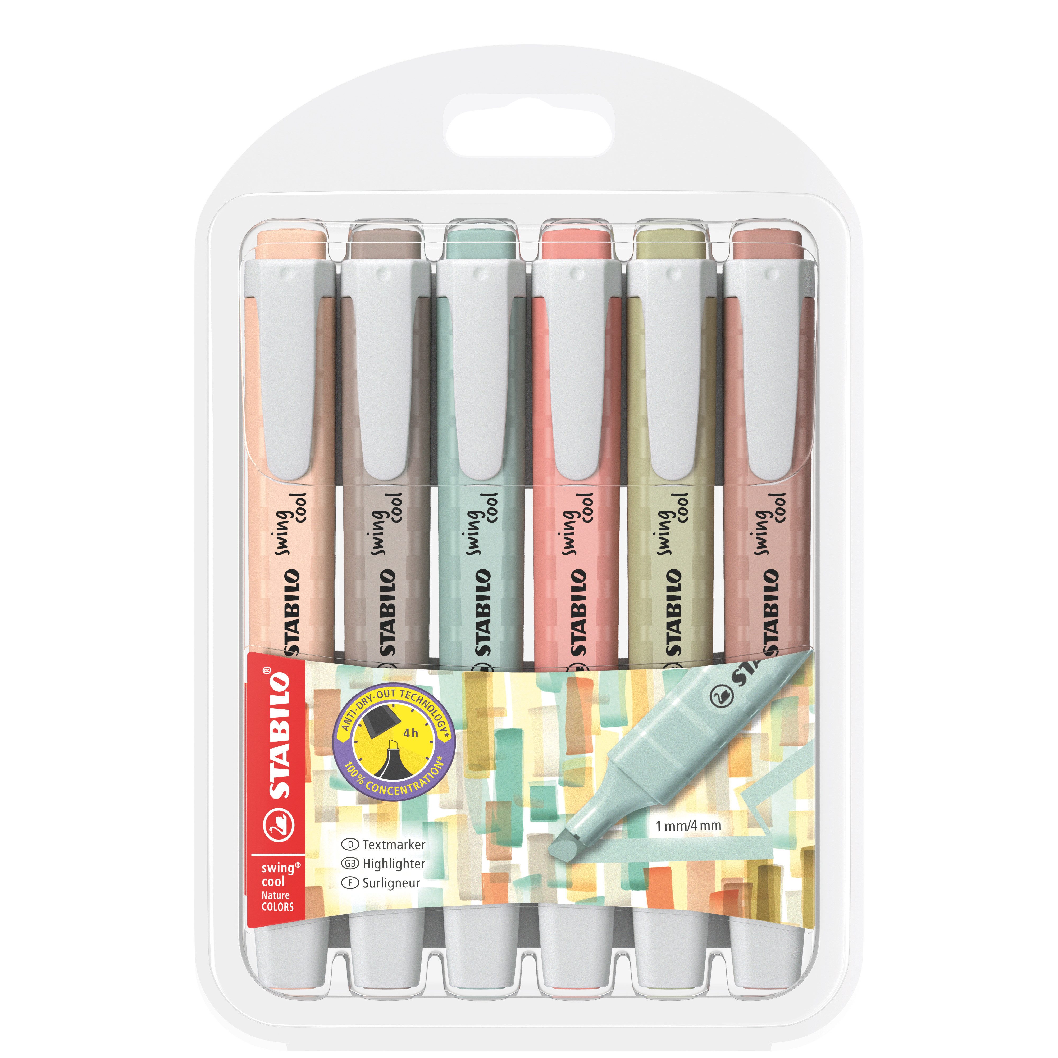STABILO Marker STABILO 275/6-09 STABILO Textmarker swing cool NatureCOLORS, 6er Etui
