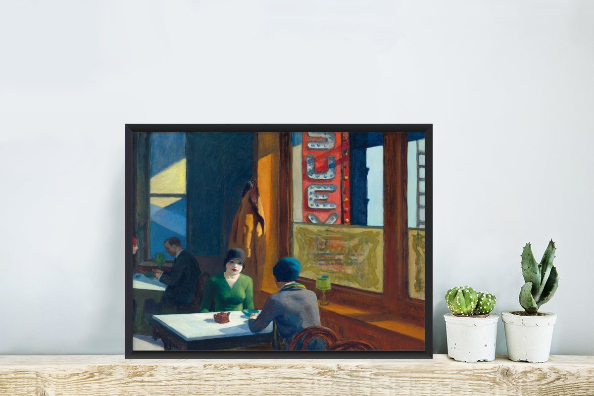 Poster, Bilderrahmen Edward Rahmen, MuchoWow Suey Schwarzem (1 mit Poster Chop - St), Hopper, Gerahmtes Kunstdruck,