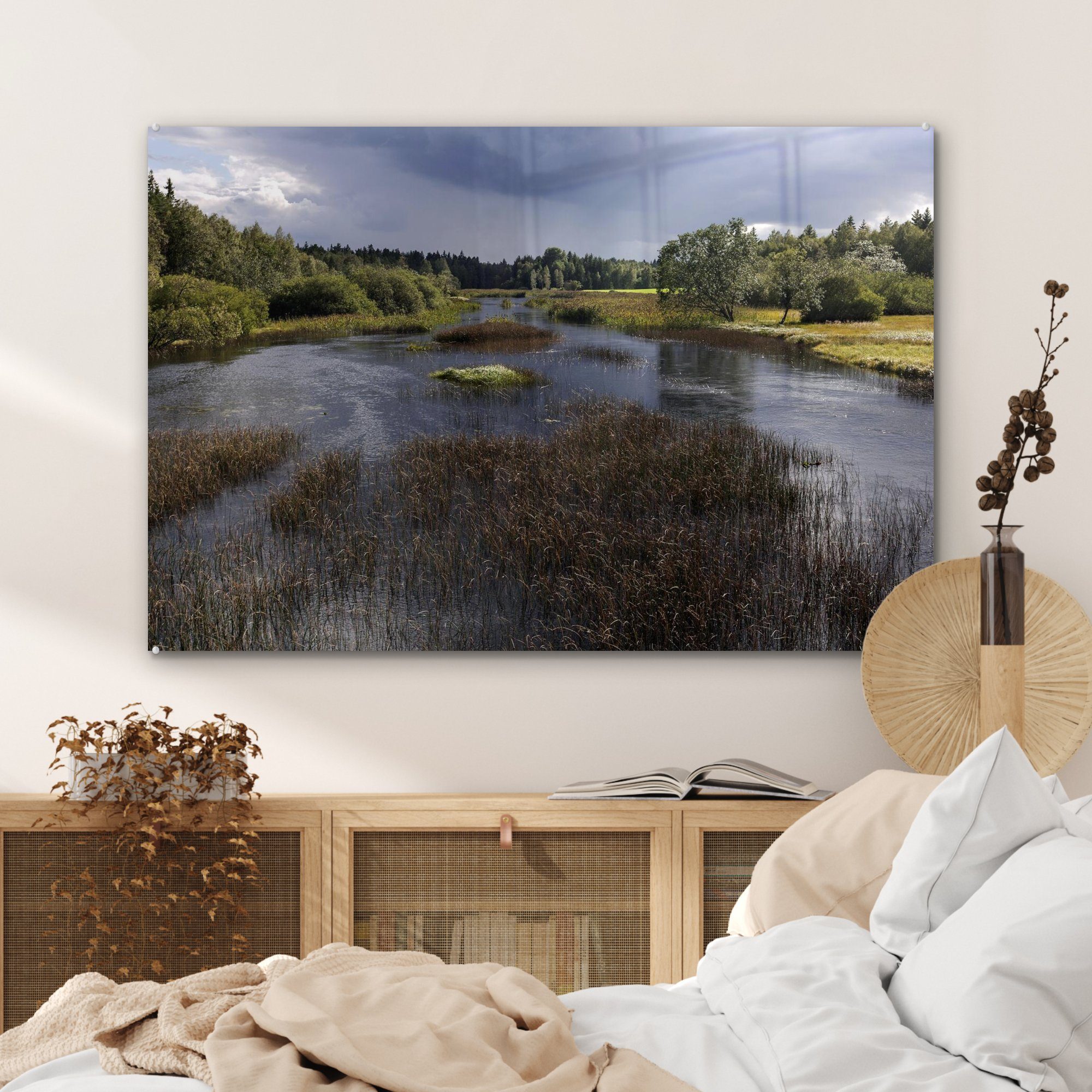 in Schweden, & Schlafzimmer Acrylglasbilder MuchoWow (1 Store-Mose-Nationalpark St), Flusslandschaft Acrylglasbild im Wohnzimmer Die