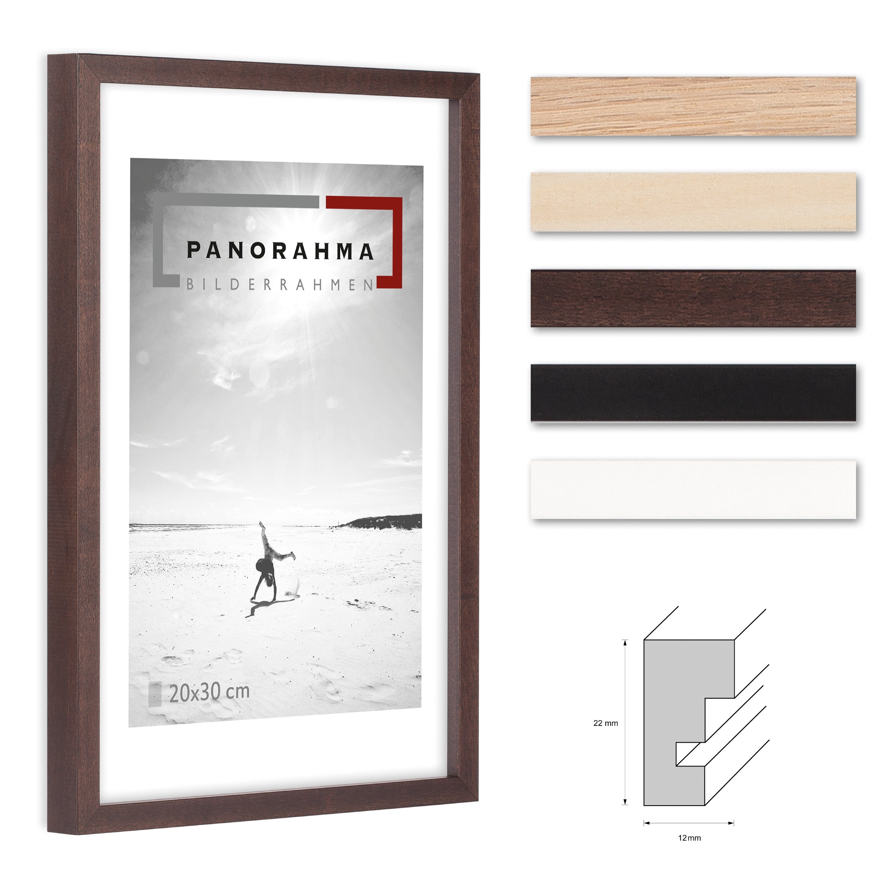 Panorahma Rahmen, Bilderrahmen Bilderrahmen verschiedenen Farben Dunkelbraun Holz 1 fünf 1 modern für Glas Normalglas, mit Bilder, echtes Fotorahmen, in