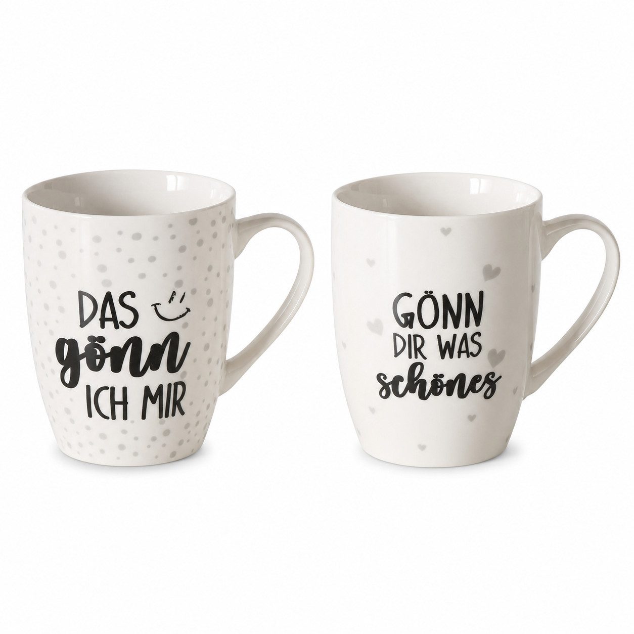 BOLTZE Becher Kaffeebecher 2er-Set, Porzellan, je 350 ml, mit Spruch, 2-tlg., Porzellan
