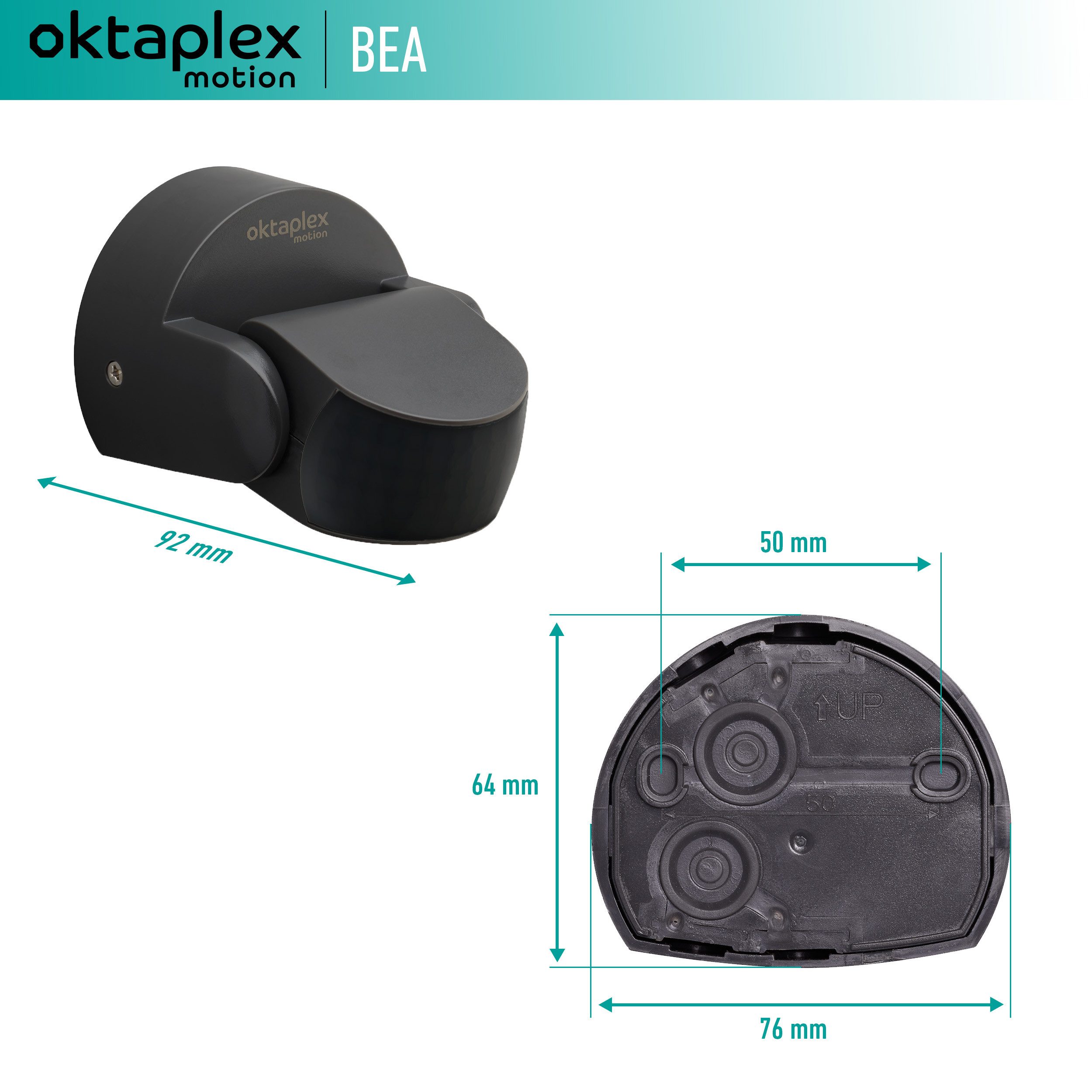 Oktaplex motion Bewegungsmelder Aussen IP65 2 Sensoren, schwenkbar Aufputz 10m Reichweite anthrazit LED geeignet