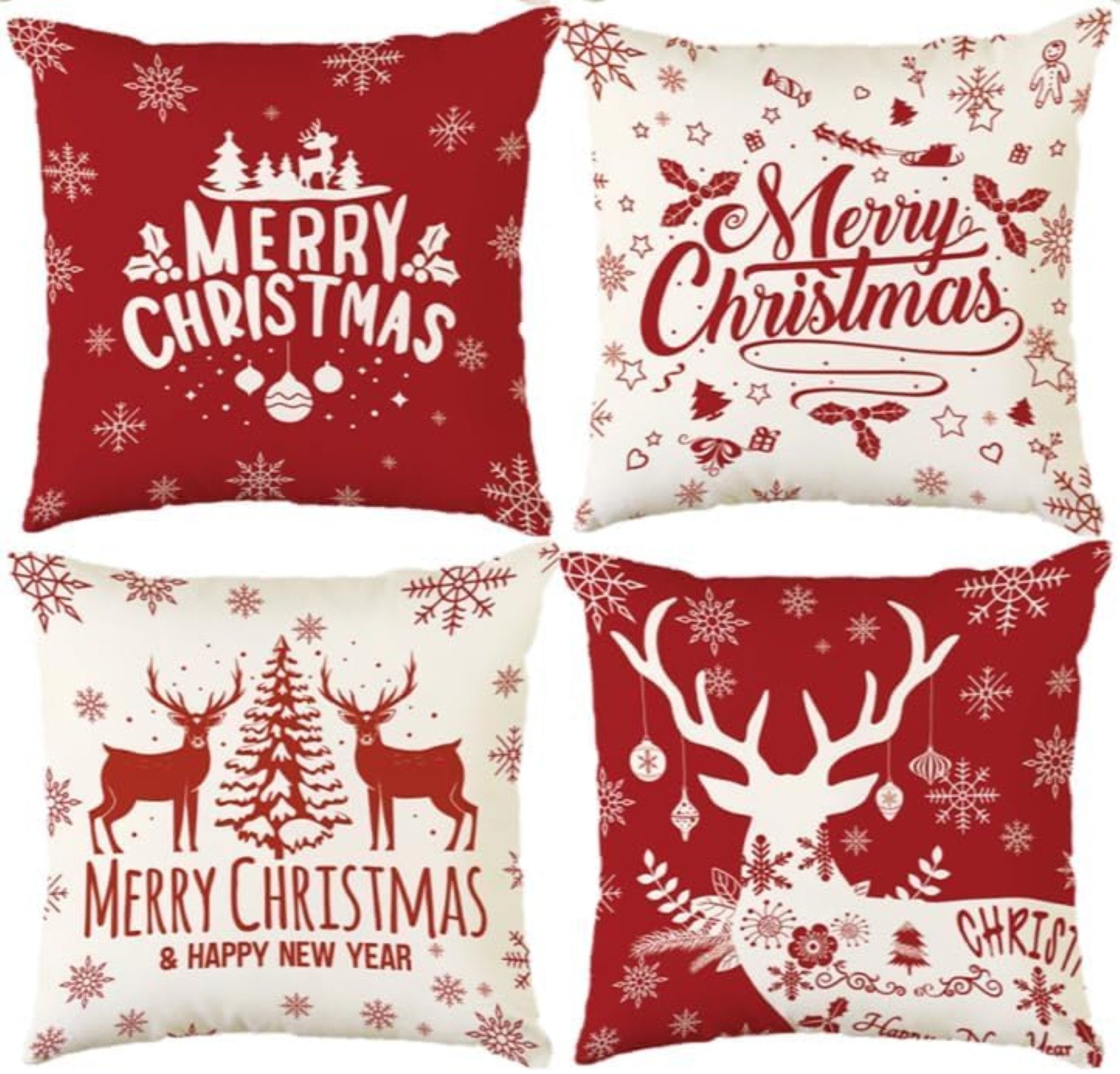 Kissenbezug Winter-Kissenbezüge 45x45 cm – Weihnachtsdeko im 4er-Set