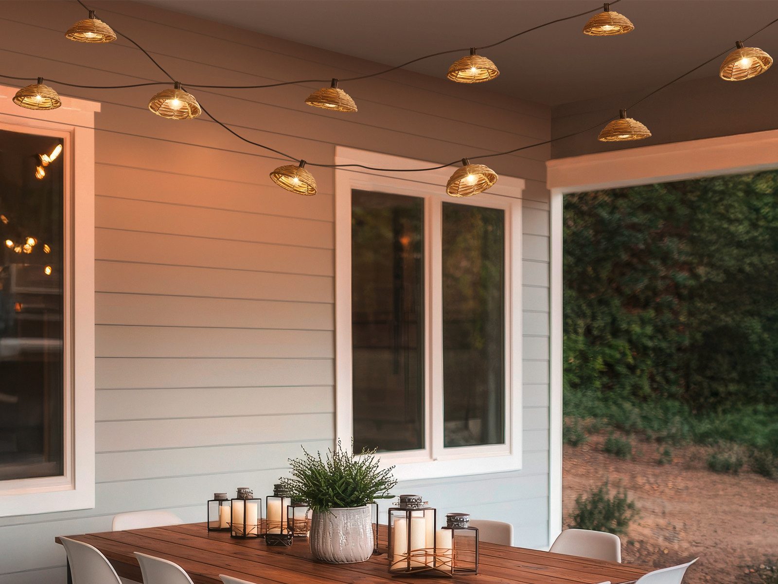 Reality Leuchten LED-Lichterkette, 10-flammig, Outdoor per Solar & USB aufladbar Außen Balkon & Terrasse, 5,7 Meter