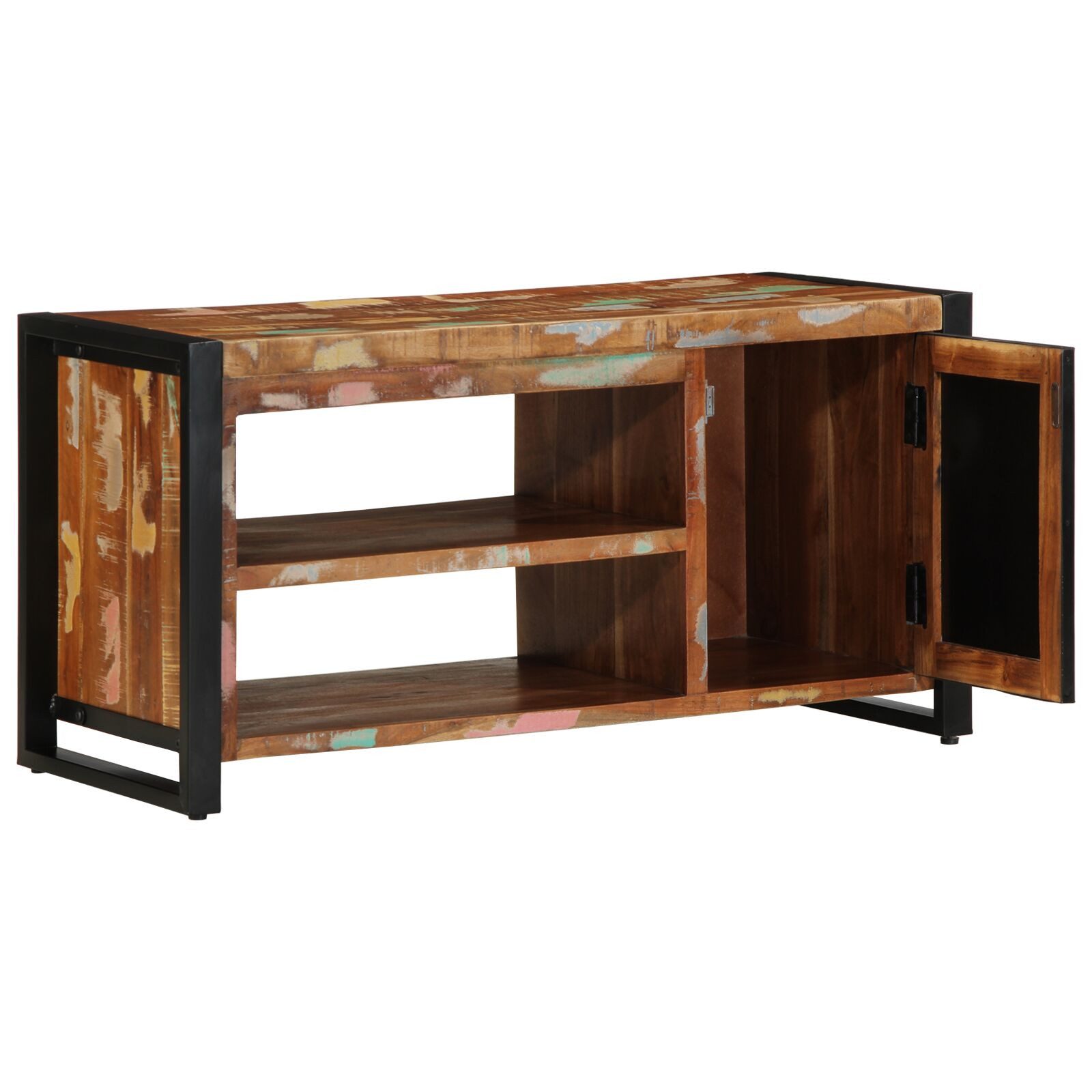 vidaXL Schuhbank 100 x 40 x 50 cm Schuhbank Multicolor 100x40x50 cm Massivholz Altholz