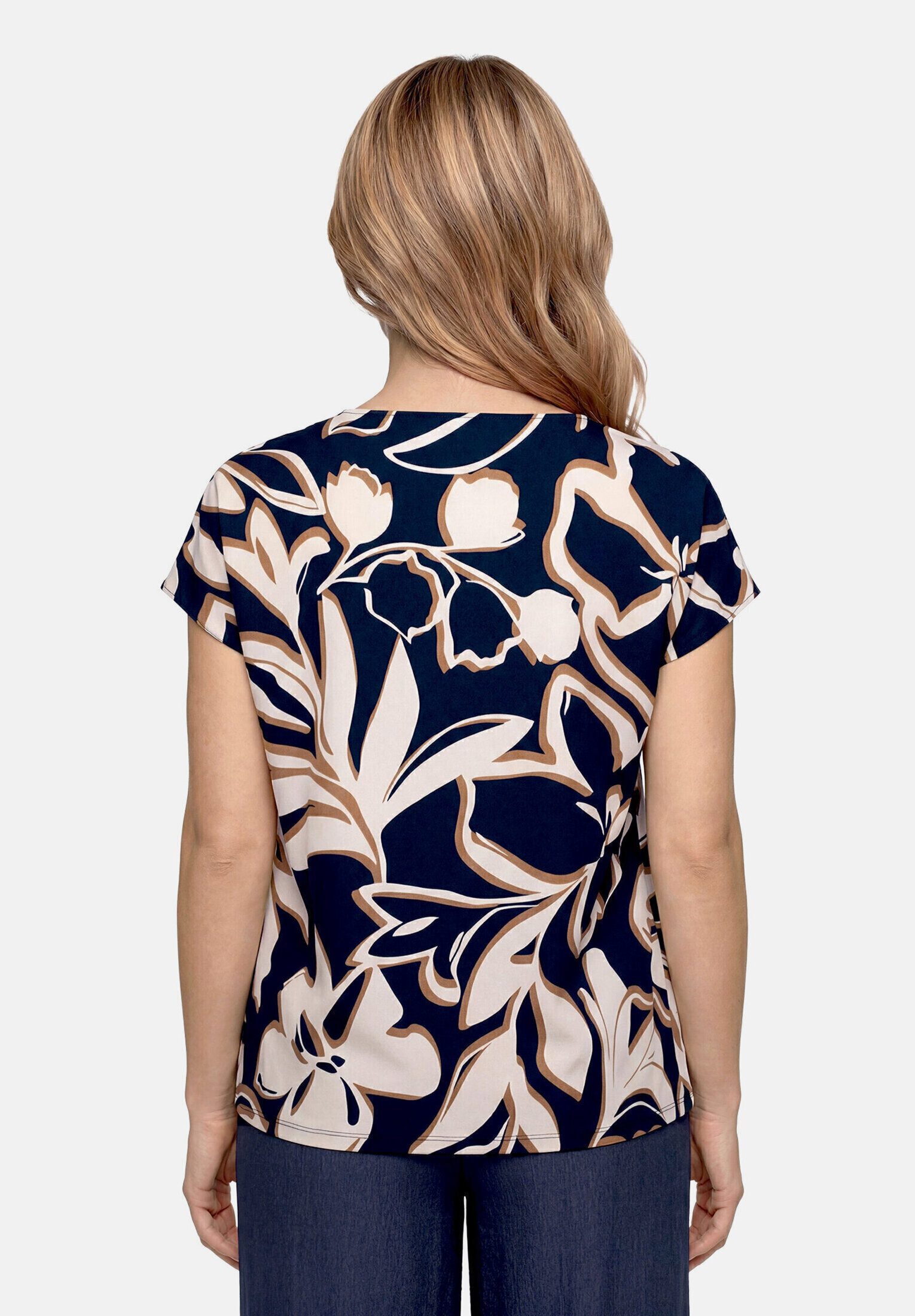 Betty Barclay Kurzarmshirt Damen mit Wasserfallausschnitt (1-tlg)