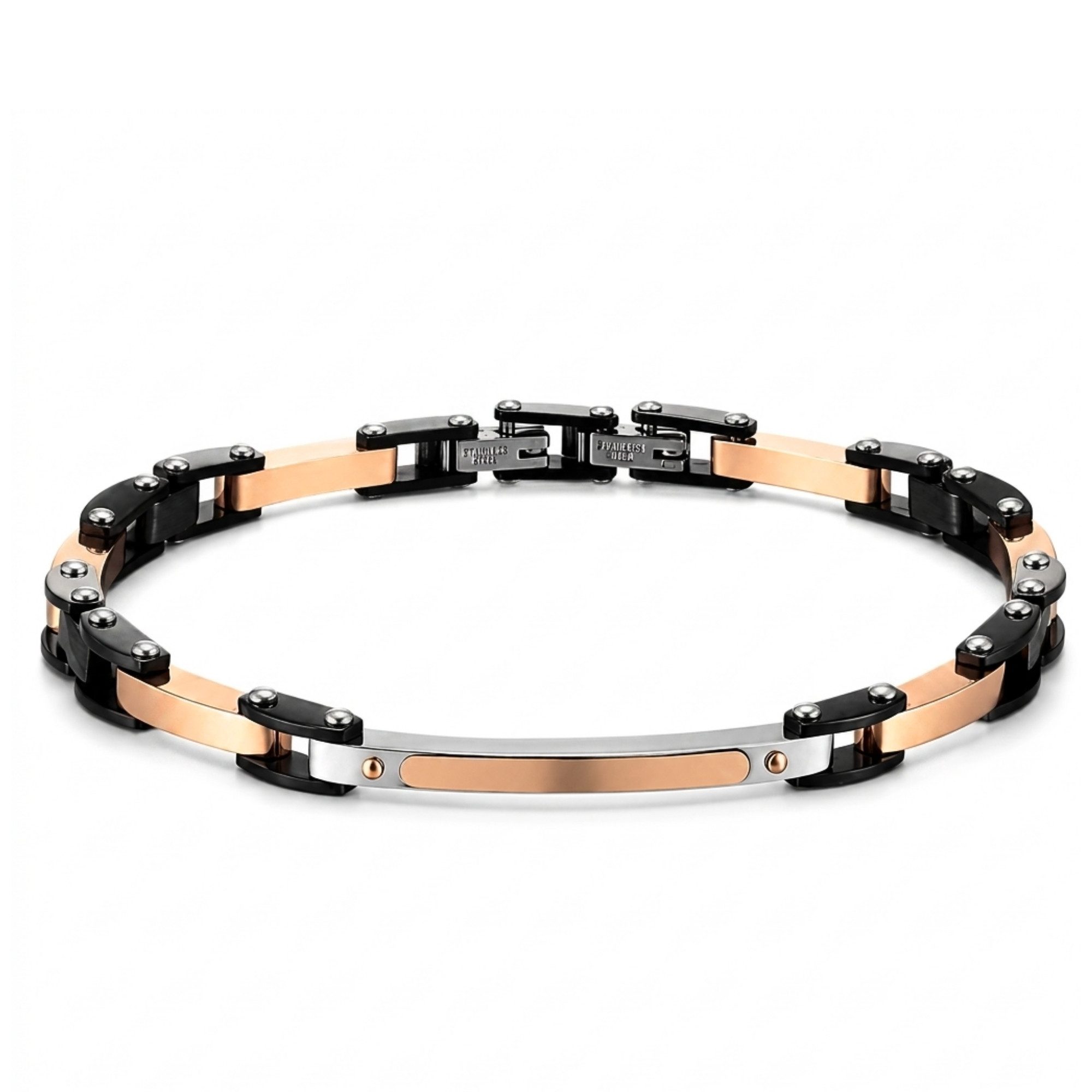 UNIQAL.de Edelstahlarmband ENZO KERAMIK ROSEGOLD – Tiefschwarz trifft Roségold (inspiriert von exklusivem Uhrendesign, Handgefertigt in Deutschland · inkl. hochwertiger Schmuckverpackung), Kratzbeständige Keramik · Wasserbeständig · Hautfreundlich