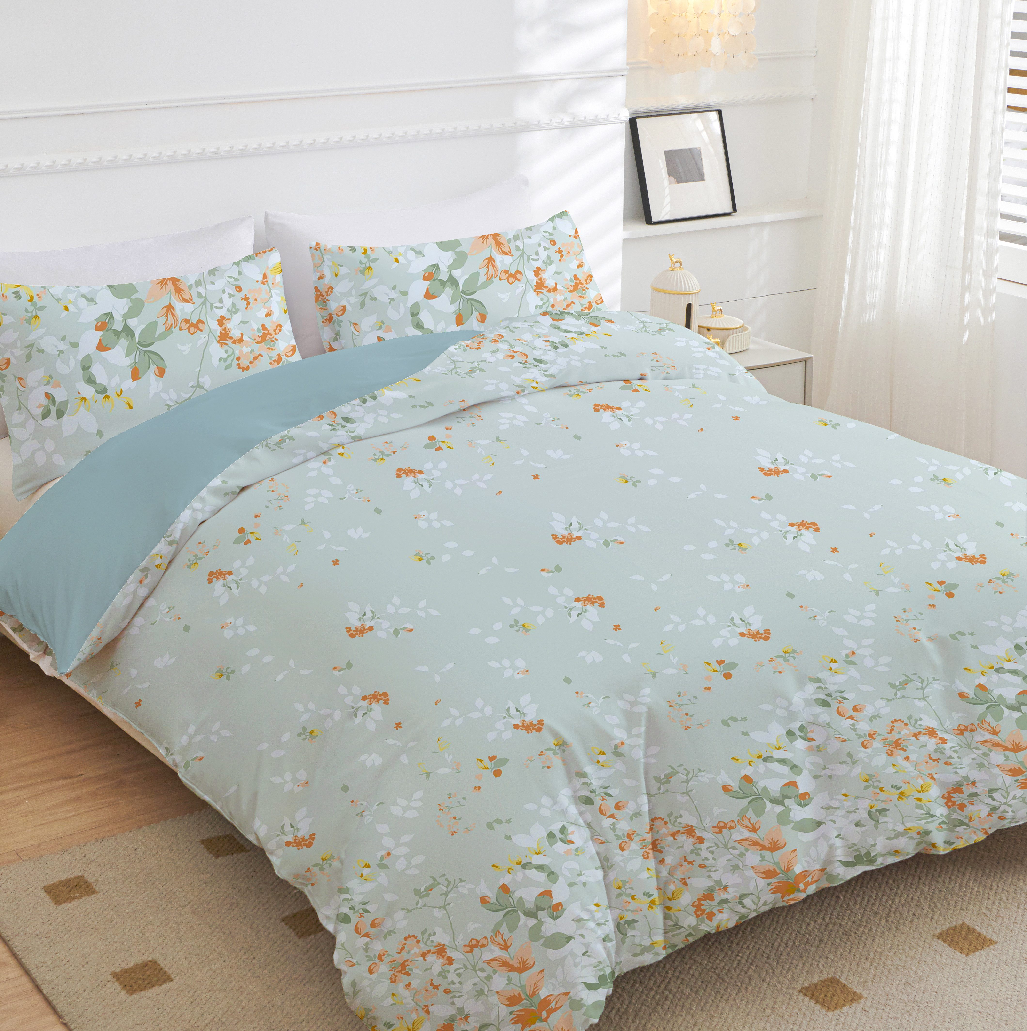 wohnTRAUM24 Bettwäsche Bettwäsche Blumen Wendebettwäsche Set mit Reißverschluss, Blumenmuster Bettwäsche 135 x 200 200 x 200 mit Kopfkissenbezug – Bild 2 von 5
