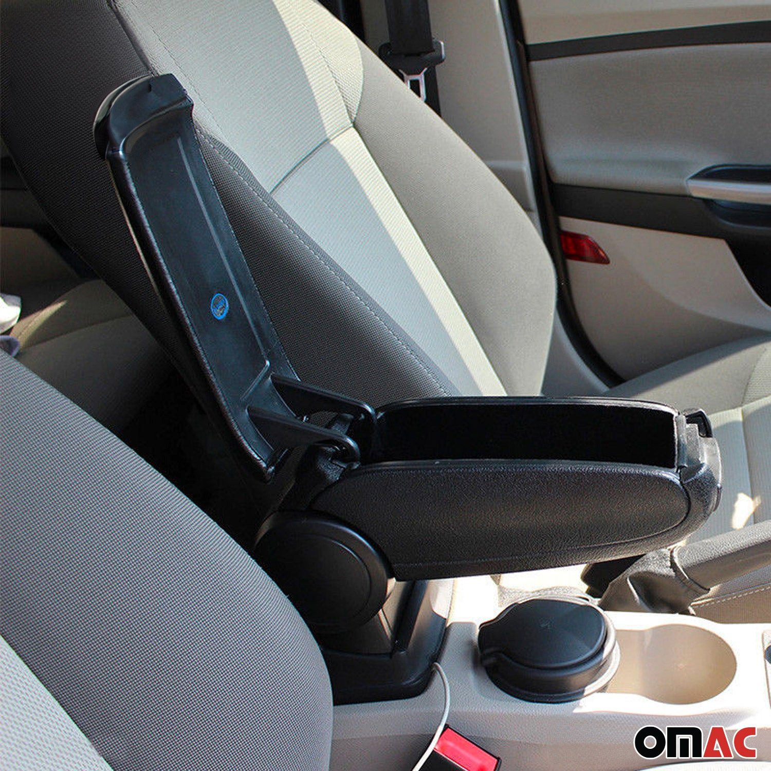 OMAC Armlehne Mittelarmlehne für Ford Fiesta 6 2008-2017 PU-Leder ABS Schwarz, Langlebig,Multifunktional,Einfache Installation