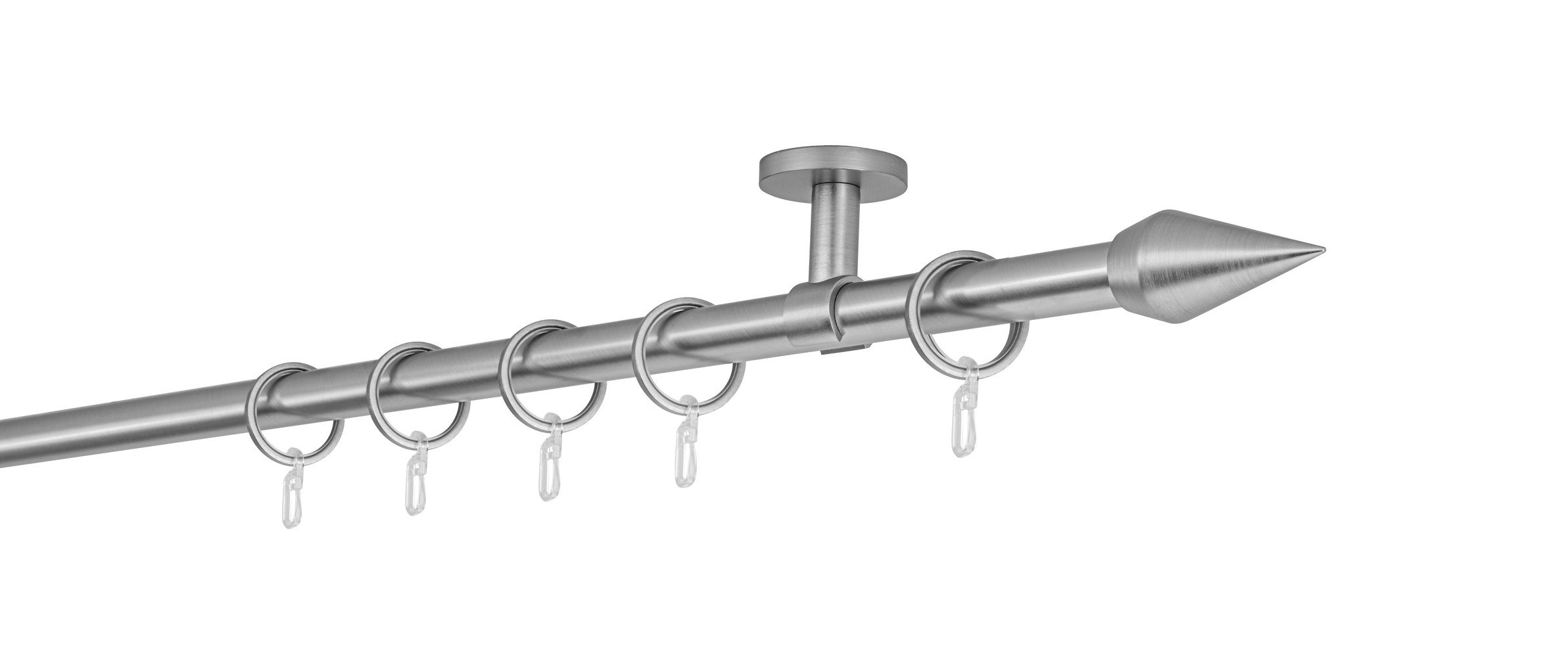 ondeco Gardinenstange Rundrohr Deckenabstand 4cm Kegel, Ø 20 mm, 1-läufig-läufig, Wunschmaßlänge, Bohren, verschraubt