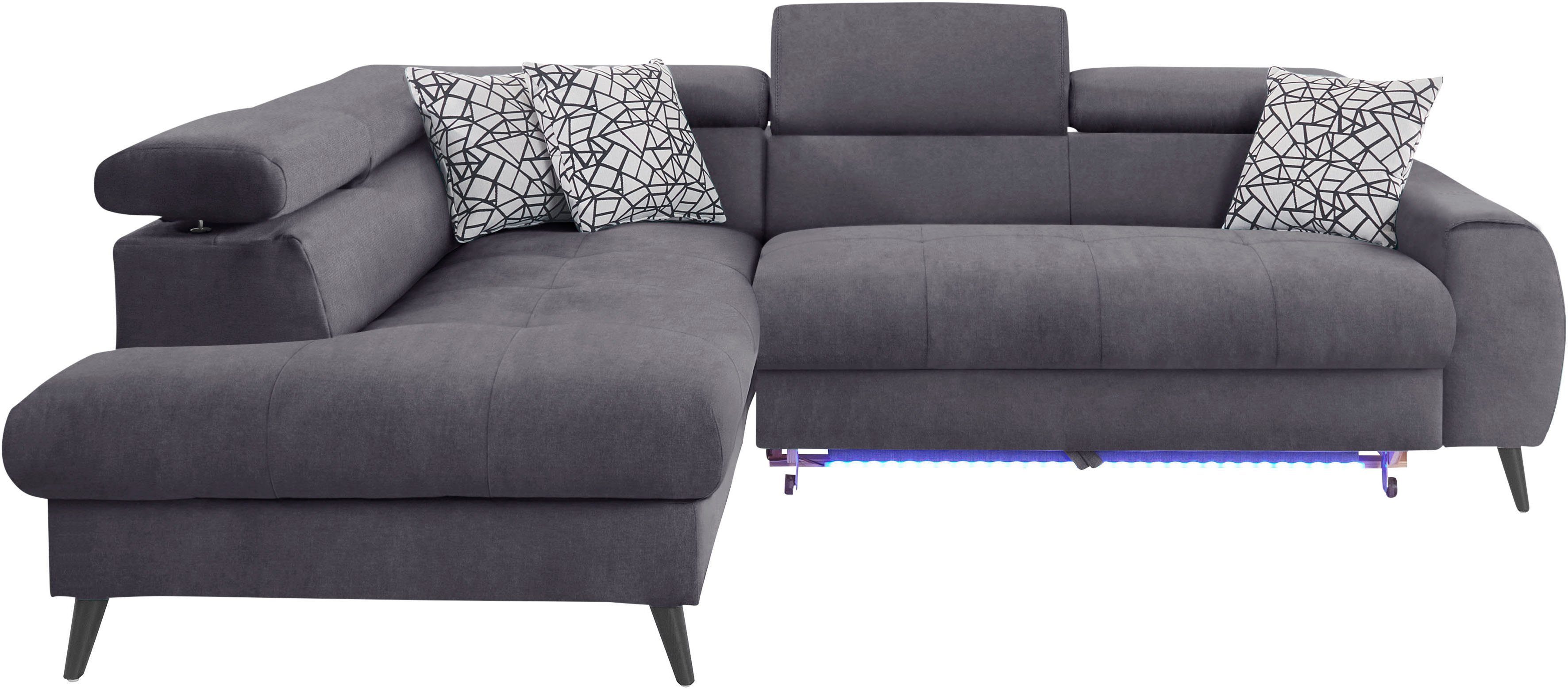COTTA Ecksofa "Mia L-Form mit 3 Zierkissen", wahlweise mit Bettfunktion, Be günstig online kaufen
