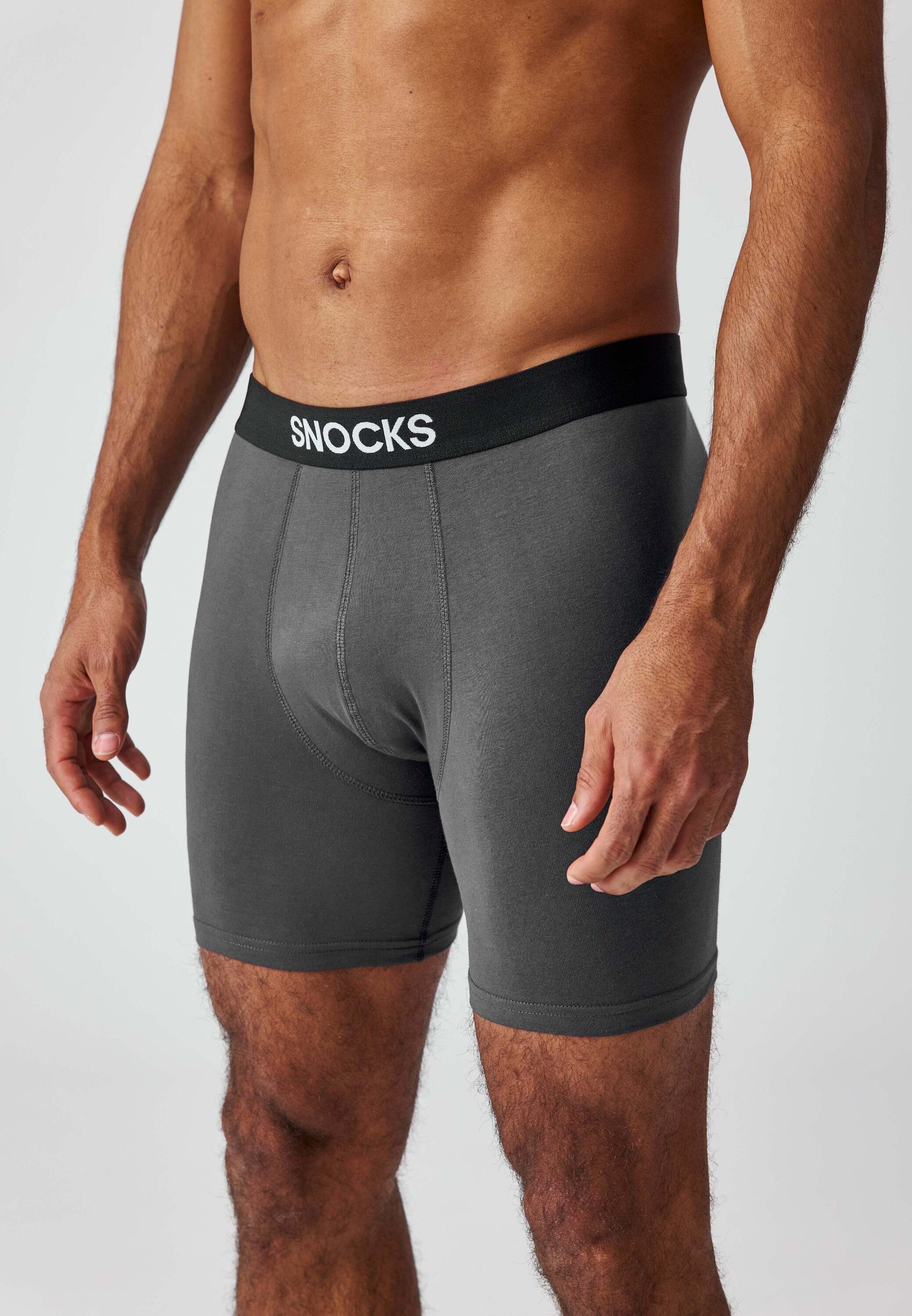 SNOCKS Boxershorts Enge Unterhosen mit längerem Bein Herren Männer (6-St) aus Bio-Baumwolle, ohne kratzenden Zettel, bequem durch längeres Bein