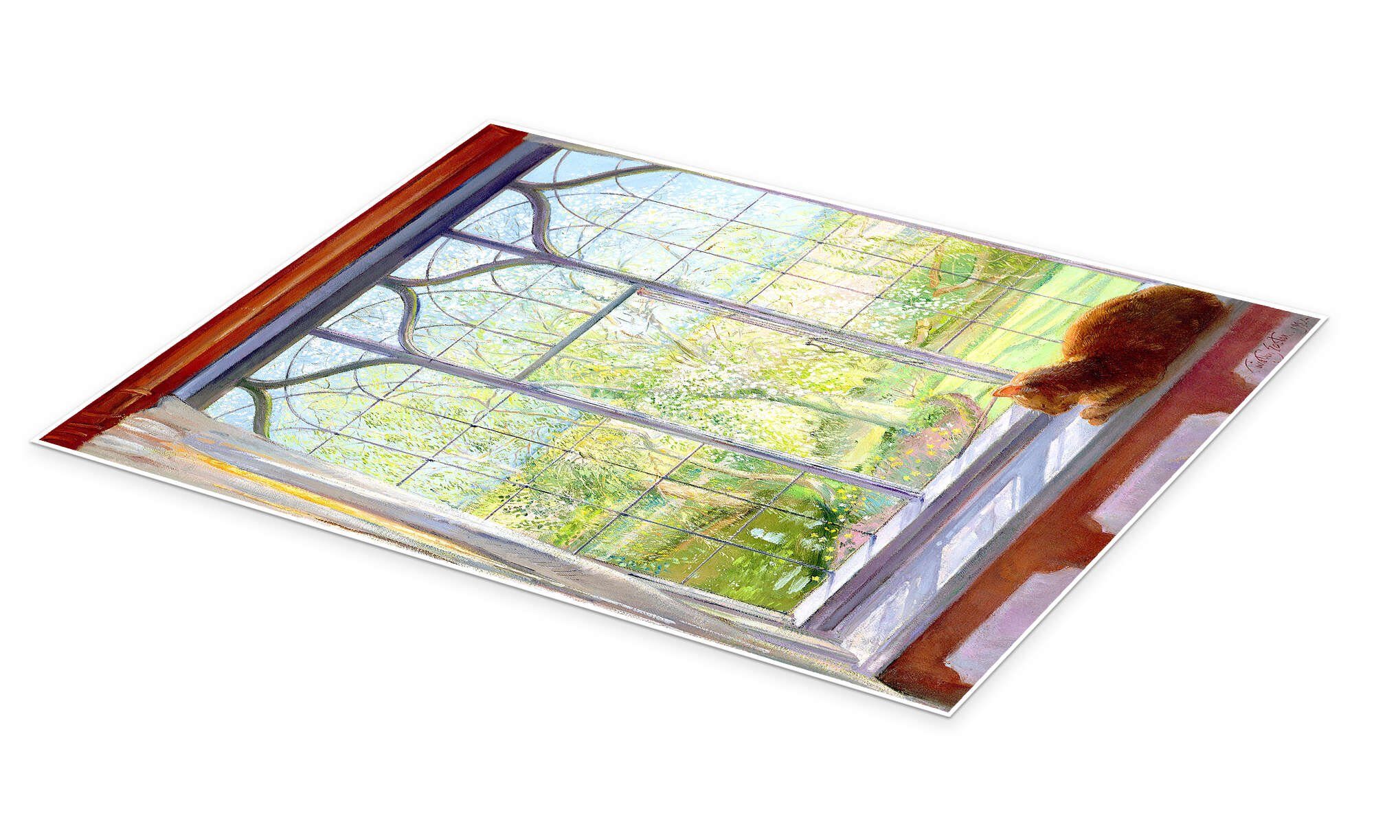 Posterlounge Wandbild Katze im Fenster im Frühling, Timothy Easton, erhältlich als Poster, Leinwandbild, Wandsticker oder Acrylglasbild