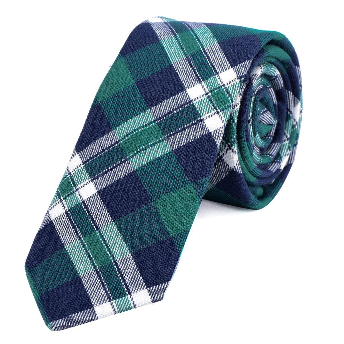 DonDon Krawatte Herren Krawatte 6 cm mit Karos oder Streifen (Packung, 1-St., 1x Krawatte) Baumwolle, kariert oder gestreift, für Büro oder festliche Veranstaltungen blau-grün kariert | Breite Krawatten
