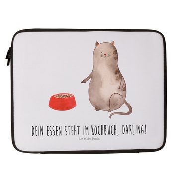 Mr. & Mrs. Panda Laptop-Hülle 20 x 28 cm Katze Fressen - Weiß - Geschenk, Notebook-Tasche, Katzenfa, Unikat Design