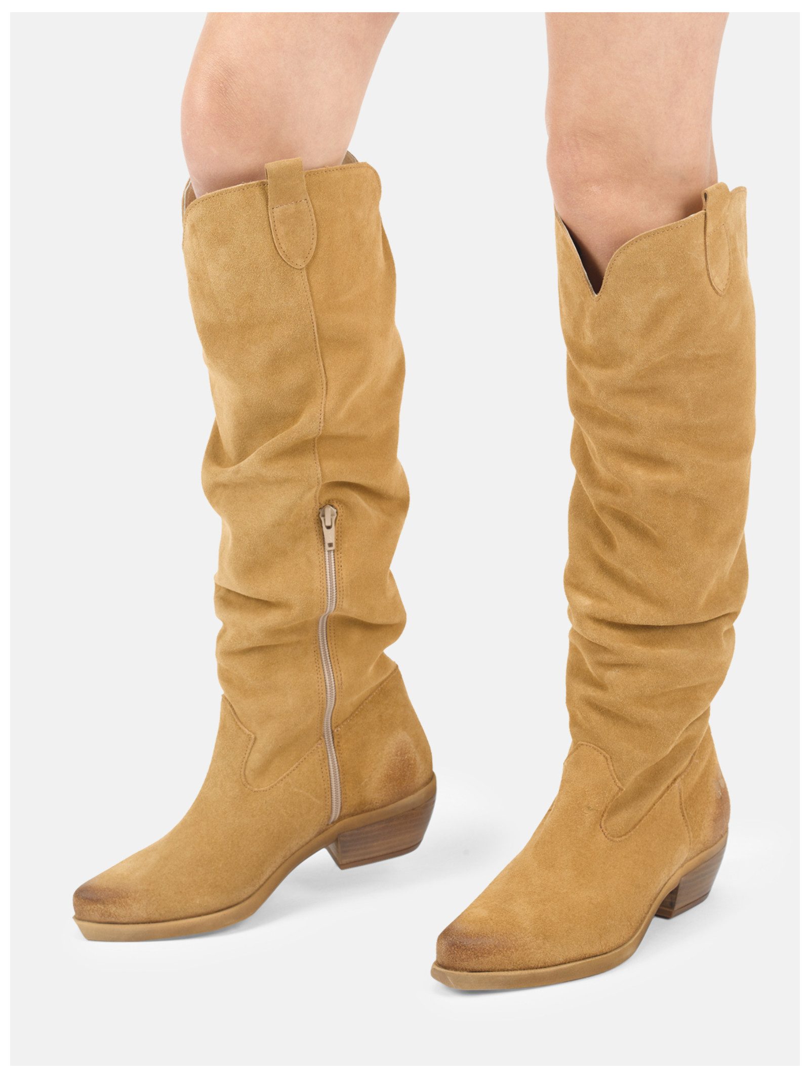 Felmini Wide Fit Stiefel Veloursleder Bikerboots