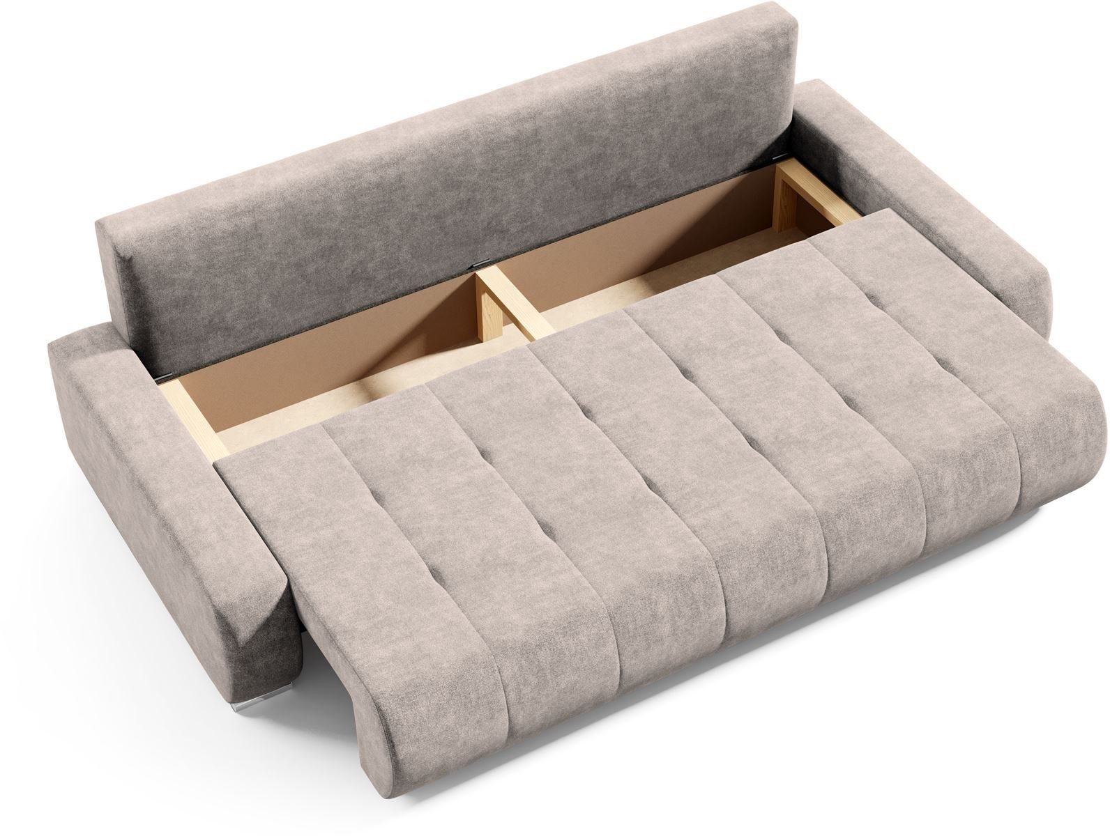 Beautysofa Schlafsofa DRACO 3-Sitzer mit Schlaffunktion und Bettkasten, Modernes Design & Zeitloser Komfort, Liegefläche: 160 x 200 cm – Bild 3 von 5
