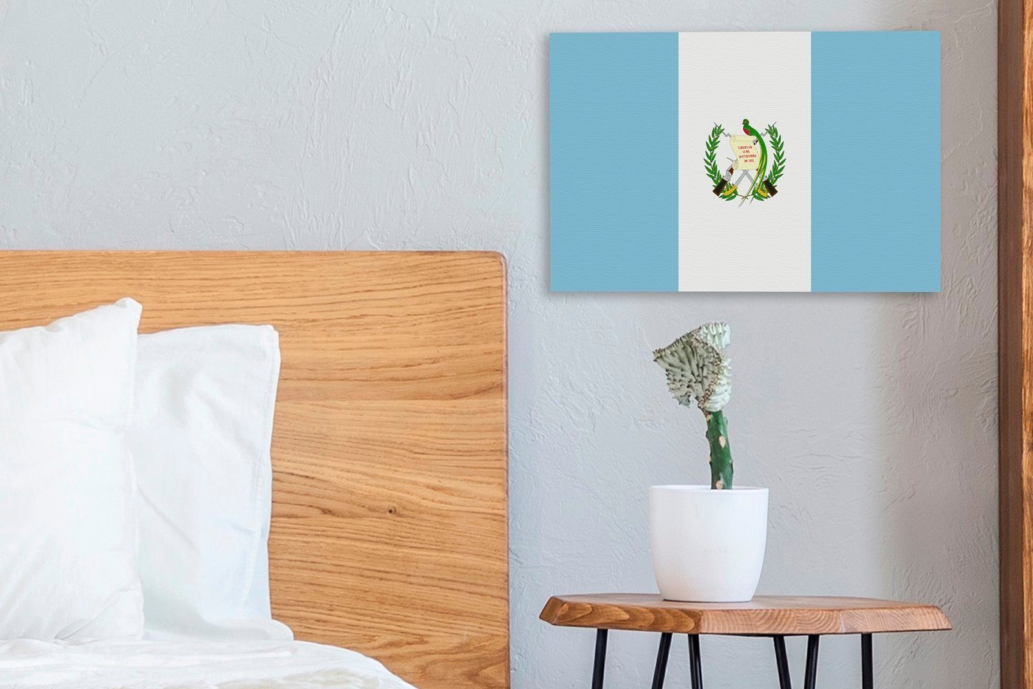 Aufhängefertig, Leinwandbild Flagge Wandbild Wanddeko, cm Guatemala, 30x20 (1 Leinwandbilder, St), OneMillionCanvasses®