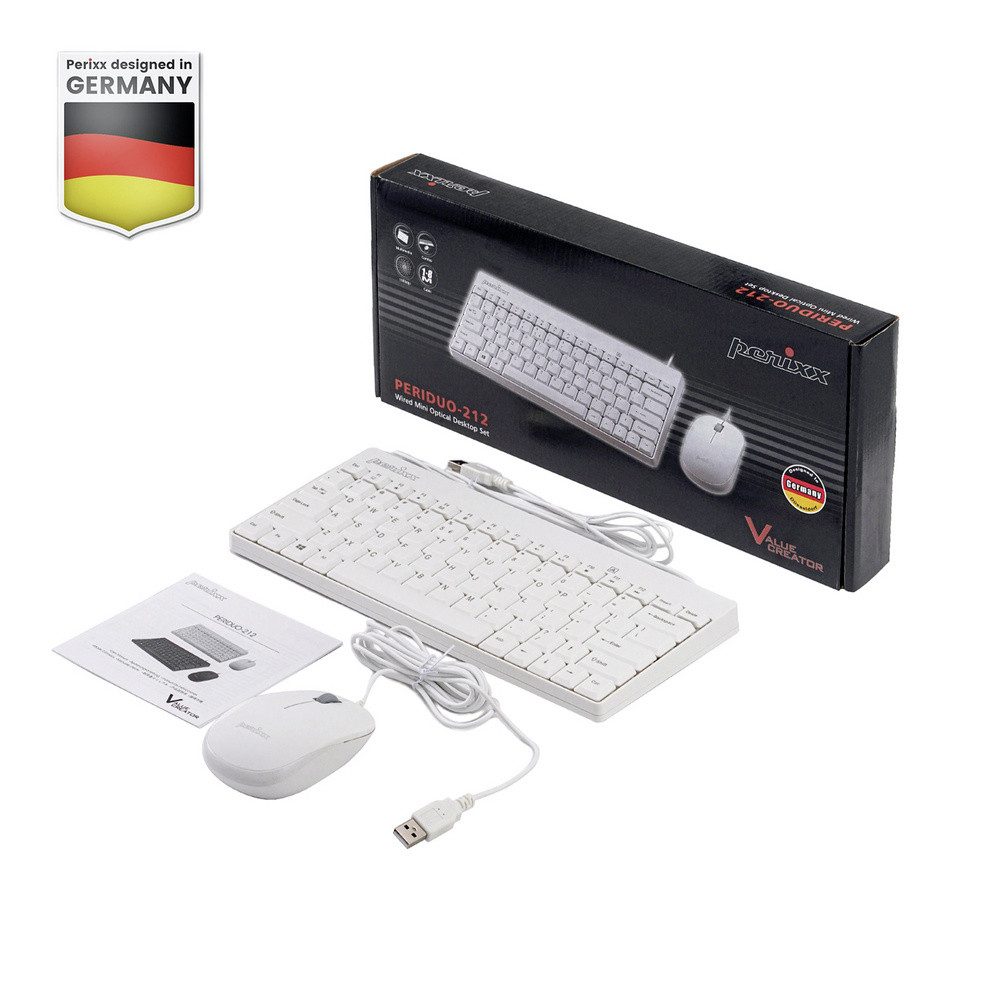 Perixx Perixx PERIDUO-212 W Kabelgebunden Tastatur, Maus-Set Deutsch, QWERTZ Tastatur- und Maus-Set