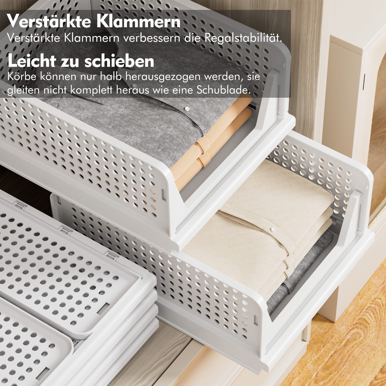 POPOLIC Aufbewahrungskorb Kleiderkorb im Schubladen-Stil, mehrschichtiges Design