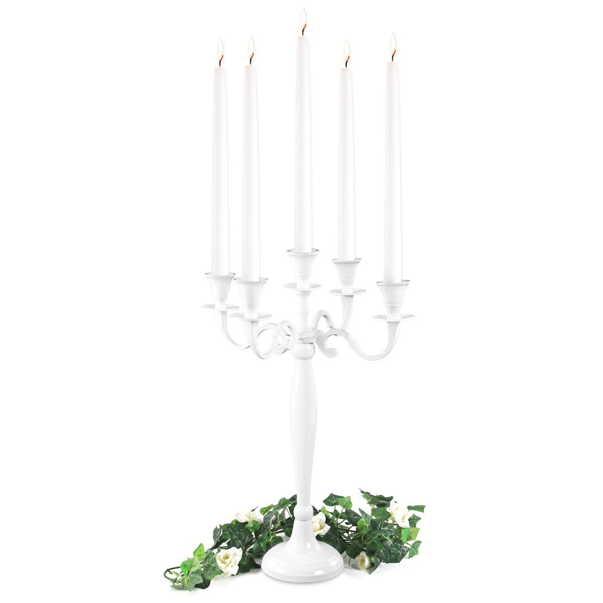 Gräfenstayn Kerzenständer 5-armig Silber – Kerzenleuchter Aluminium, 80 cm, günstig online kaufen