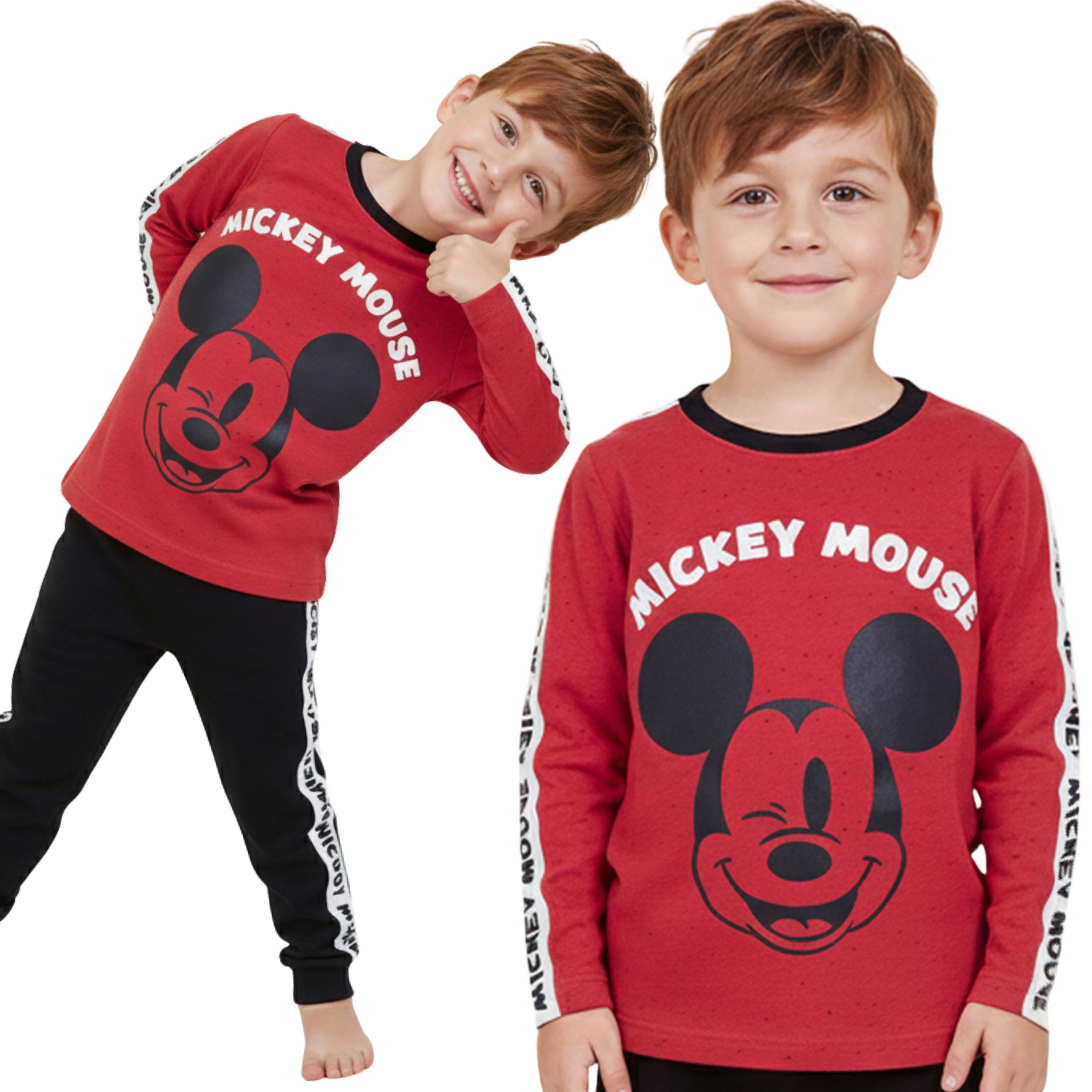 Pyjama DISNEY MICKEY MOUSE Pyjama/Schlafanzug rot-schwarz 18-24 Monate
