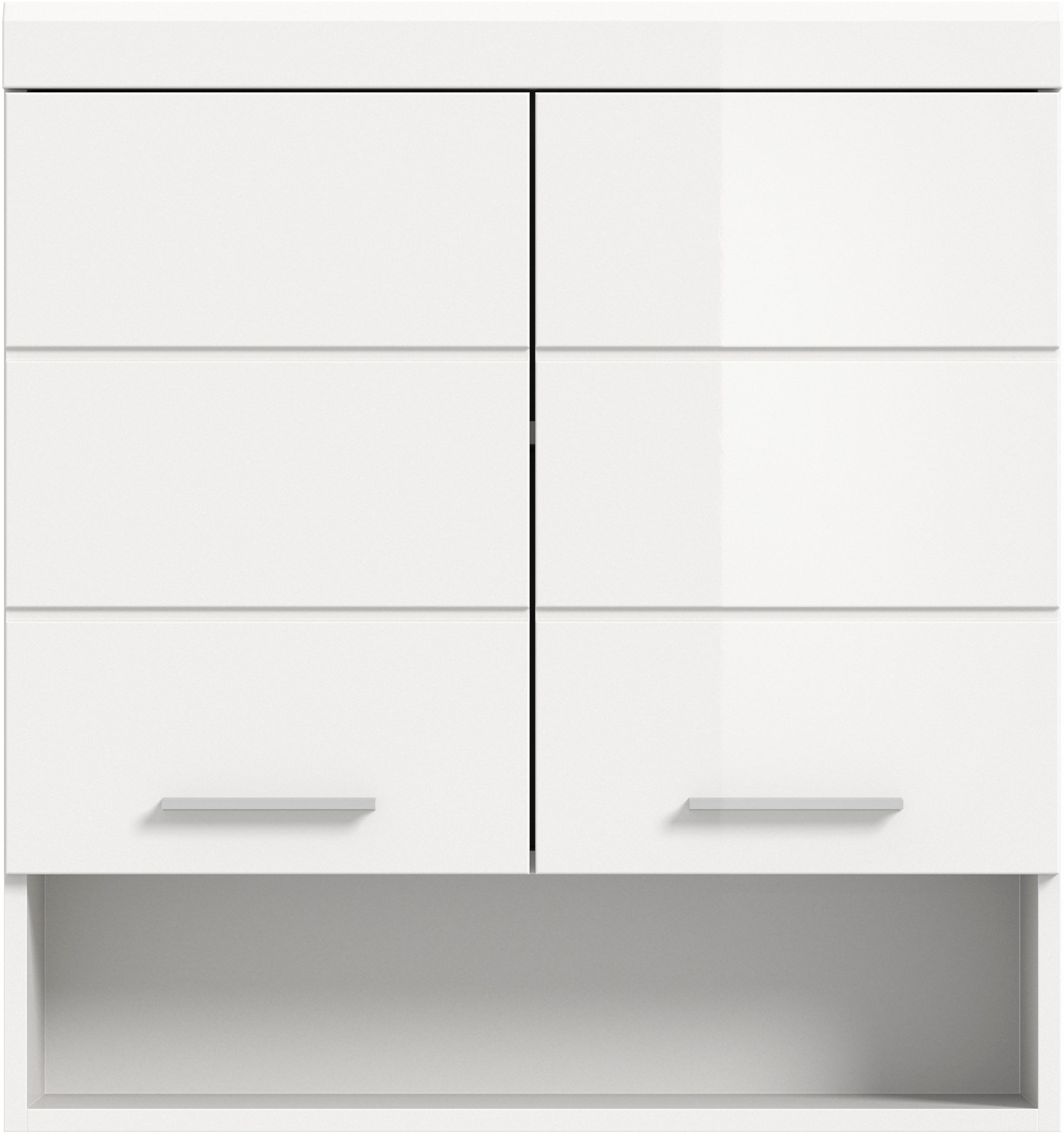 welltime Hängeschrank SIENA, Breite 74cm, 2 Türen, 1 offenes Fächer, MDF-Front (TOPSELLER) in verschiedenen Farben erhältlich, Badmöbel, Badschrank, Schrank, Bad