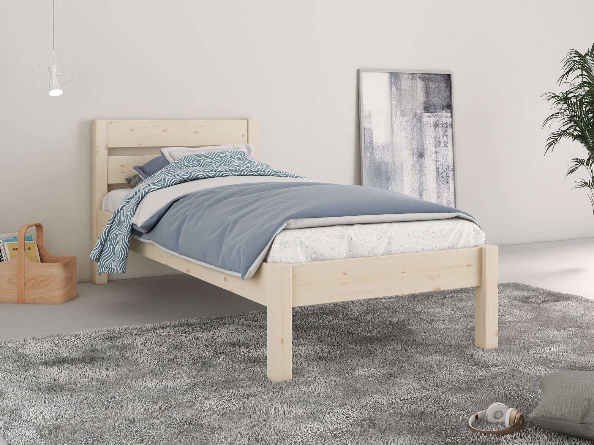 Home affaire Bett "NOA " ideal für das Jugendzimmer, zertifiziertes Massivholz, skandinavisches Design natur | natur | natur | natur