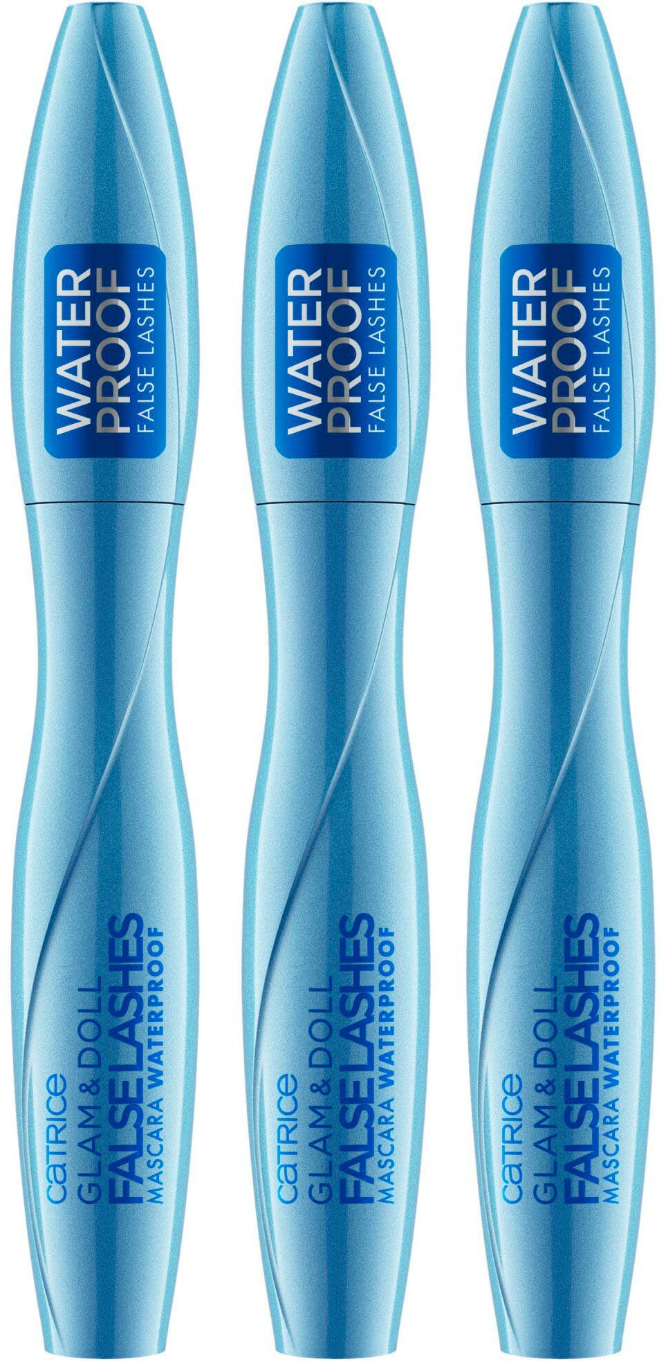 Catrice Mascara Glam & Doll False Lashes Waterproof, 3er Pack, mit Falsch-Wimpern-Effekt