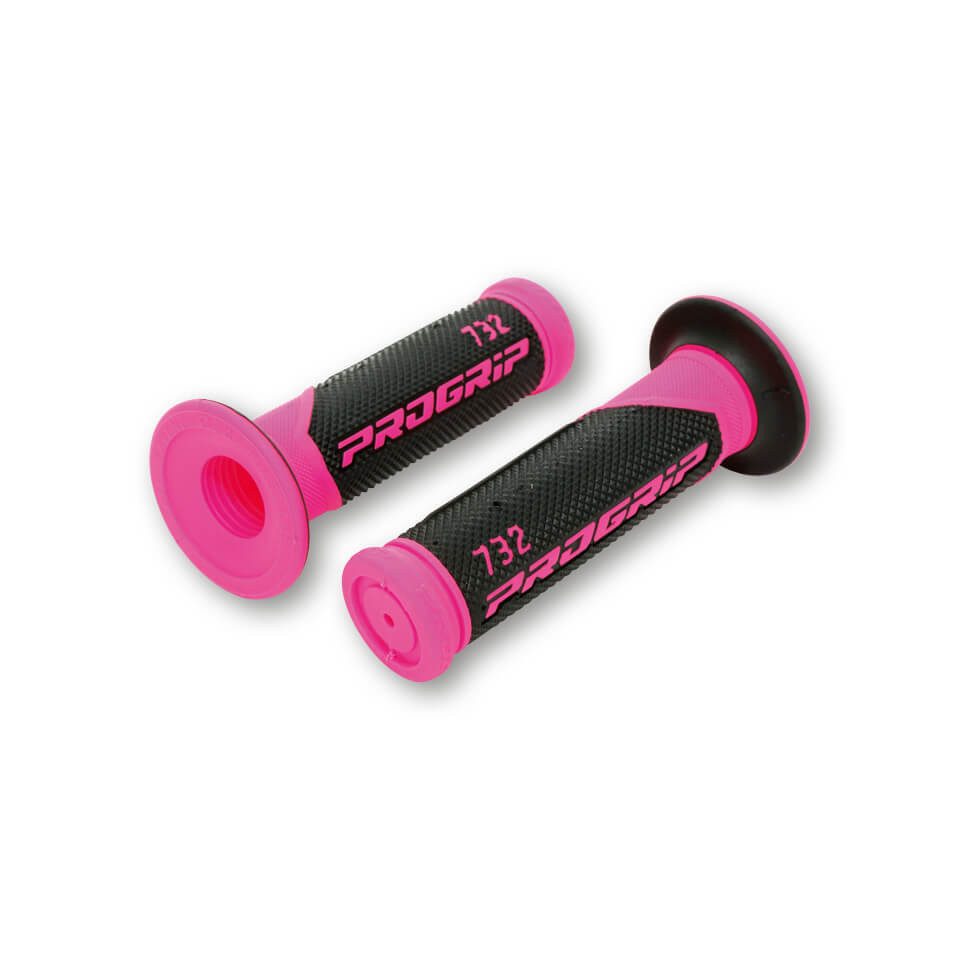 PROGRIP Fahrradlenkergriff Lenkergriffe 732, neon pink/schwarz, 7/8 Zoll, geschlossen