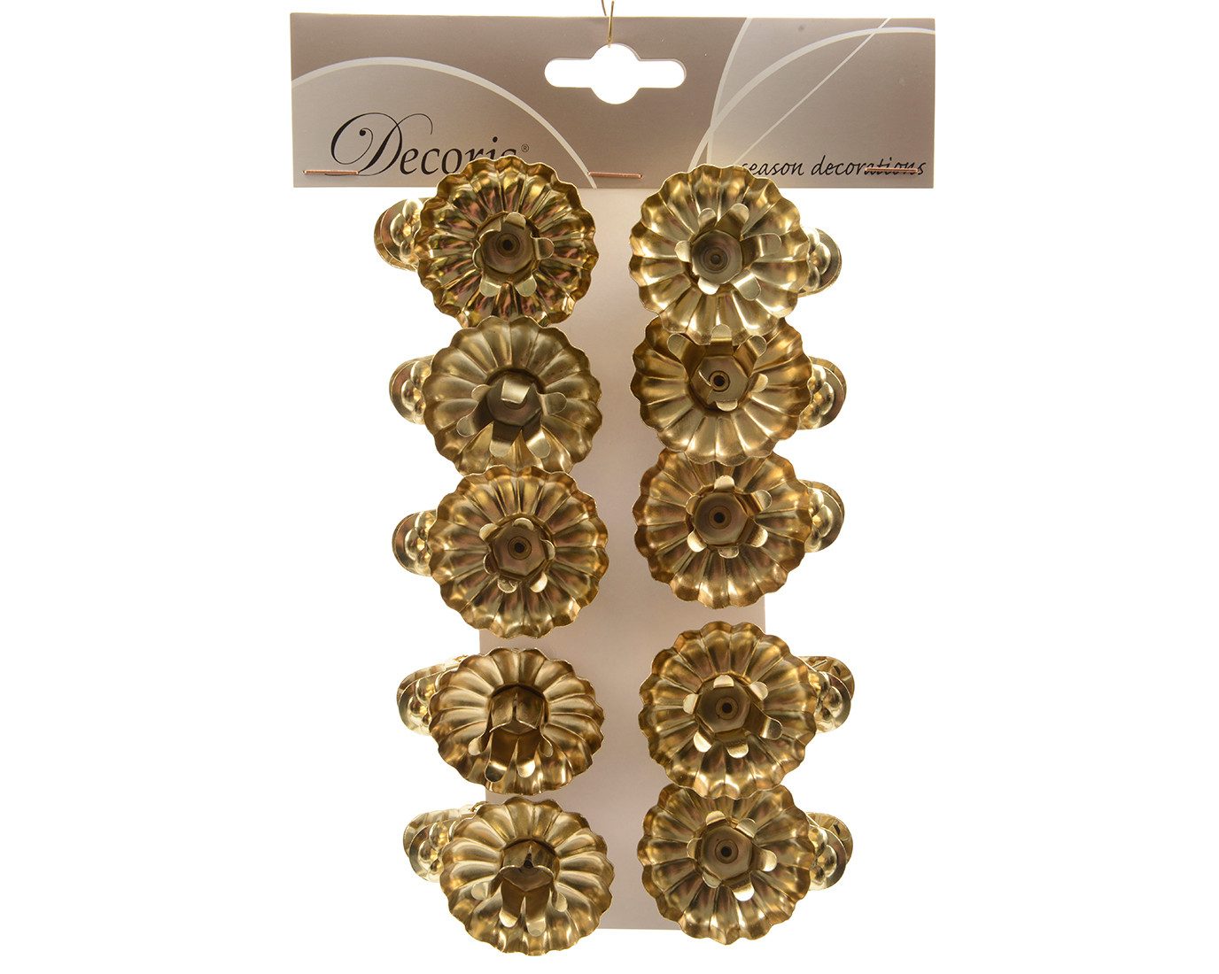 Kaemingk Kerzenhalter, Baumkerzenhalter Metall mit Clip in Zapfenform 10er Set gold