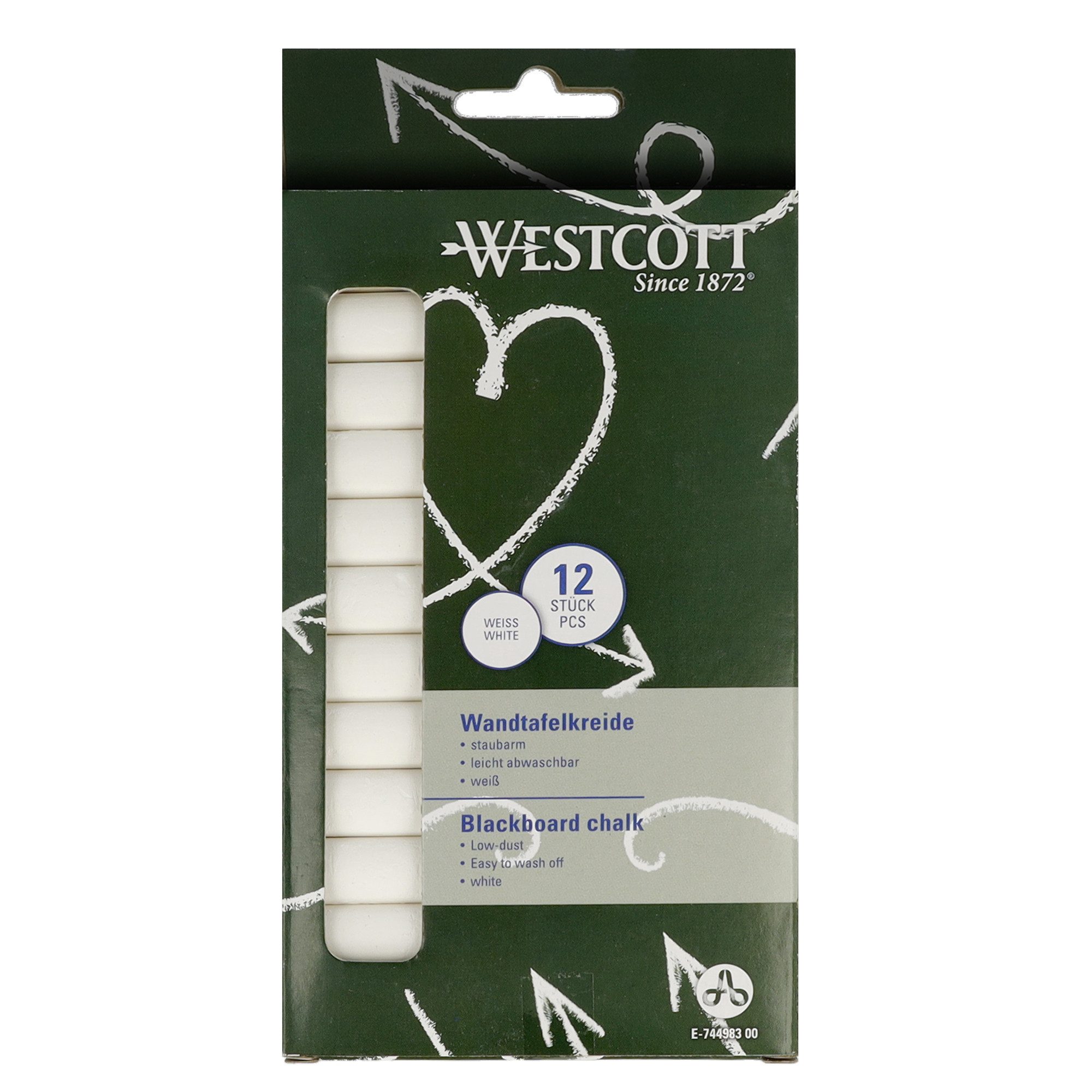 WESTCOTT Buntstift Tafelkreide E-744982 00 weiß 12 Stück